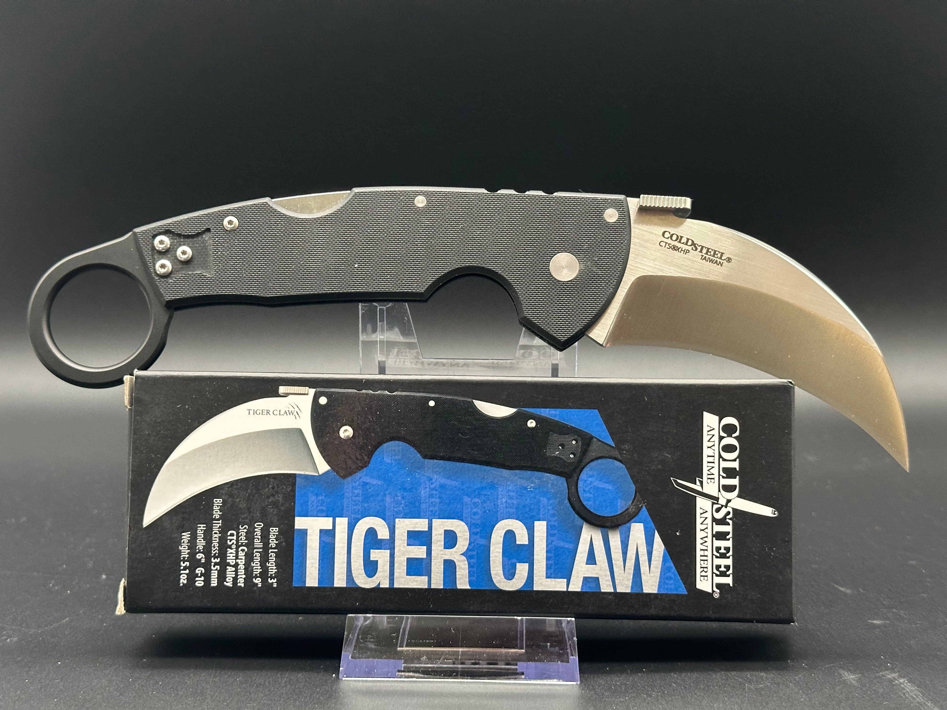 Cold Steel Tiger Claw Karambit Lockback Knife (3.25" Satin) 22KF