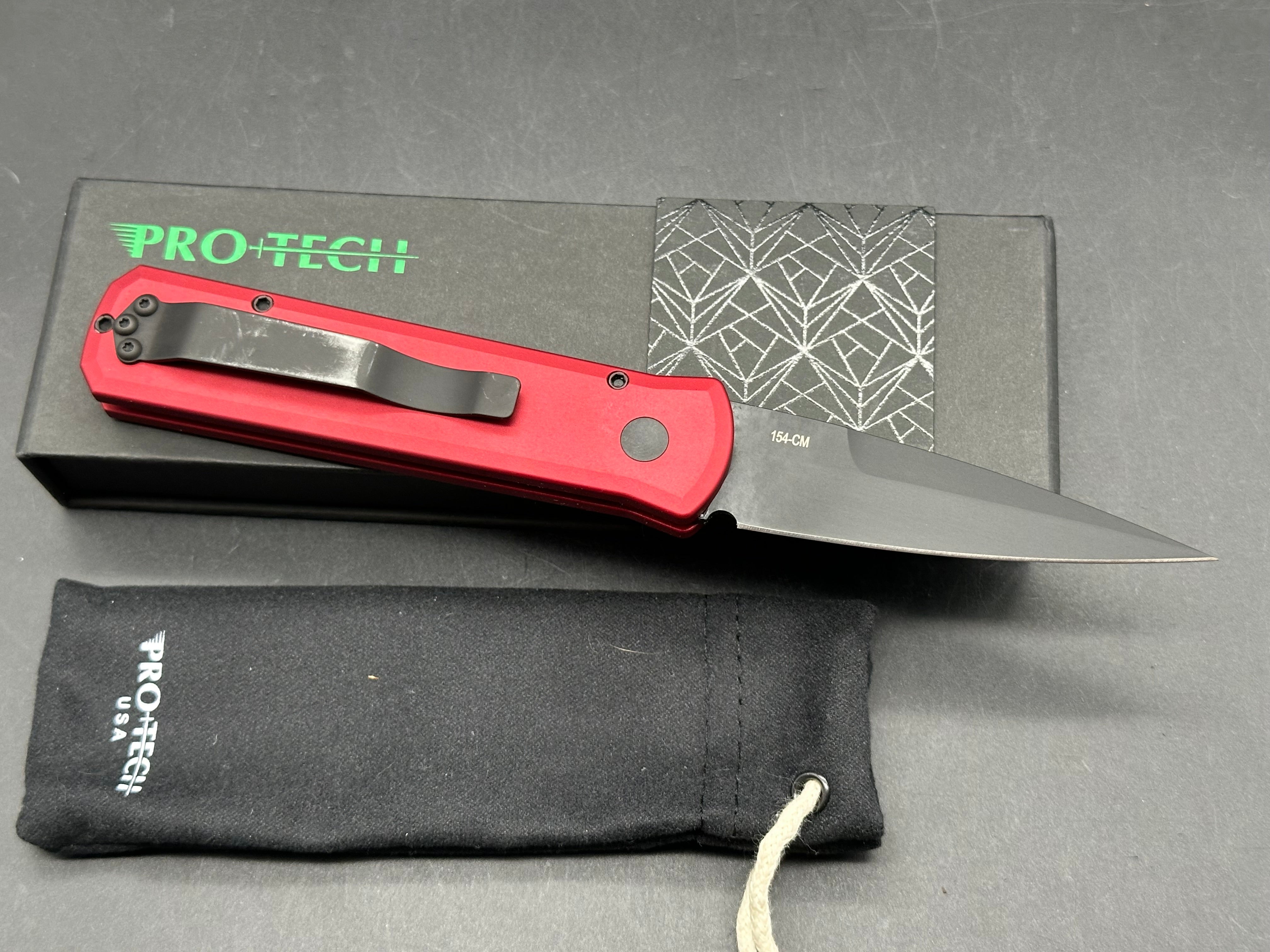 ProTech Godson Automatic Knife Red Aluminum (3.15" Black)