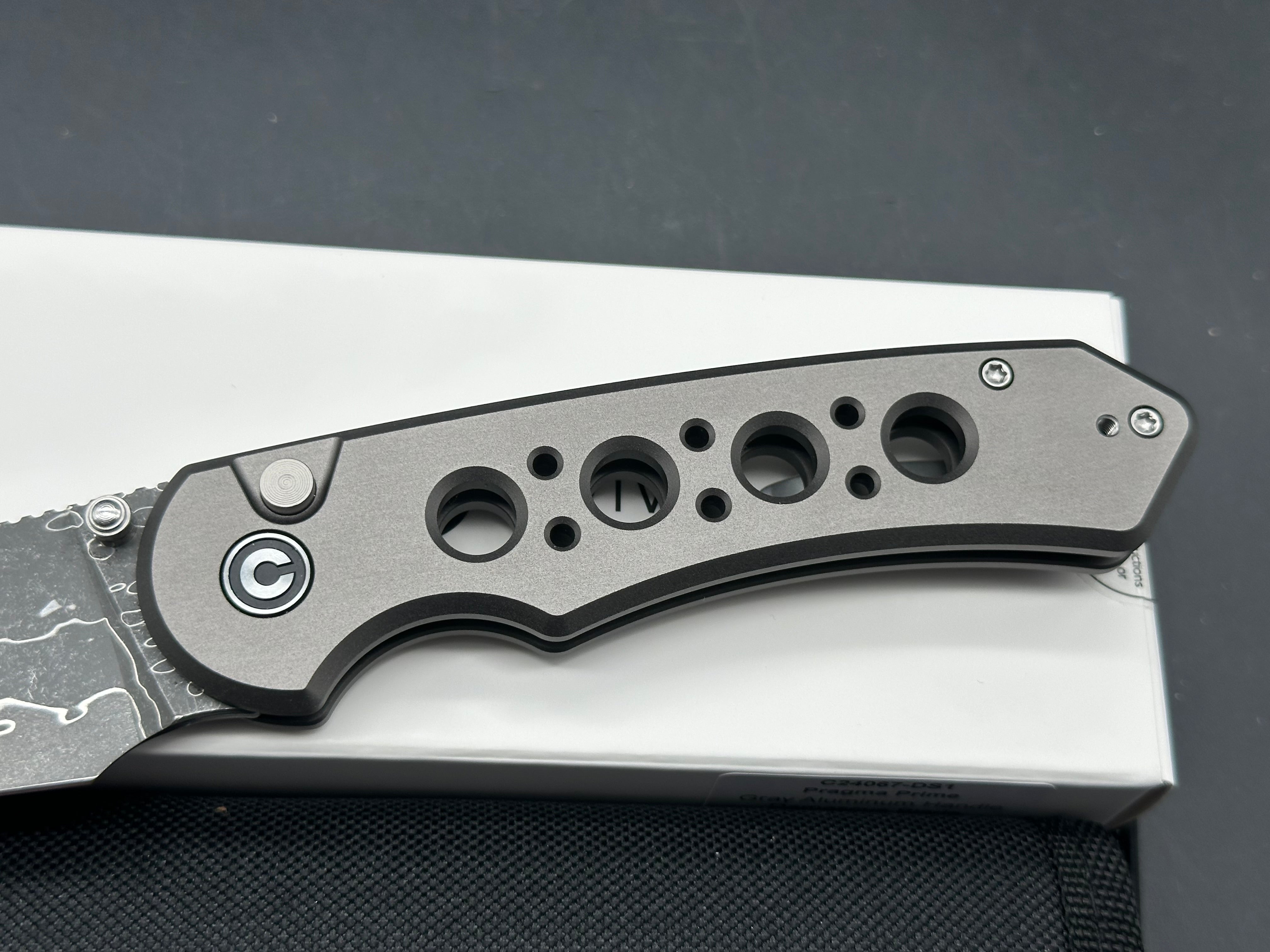 CIVIVI Pragma Prime Thumb Stud & Button Lock Knife Aluminum Handle (3.49" Damascus Blade)