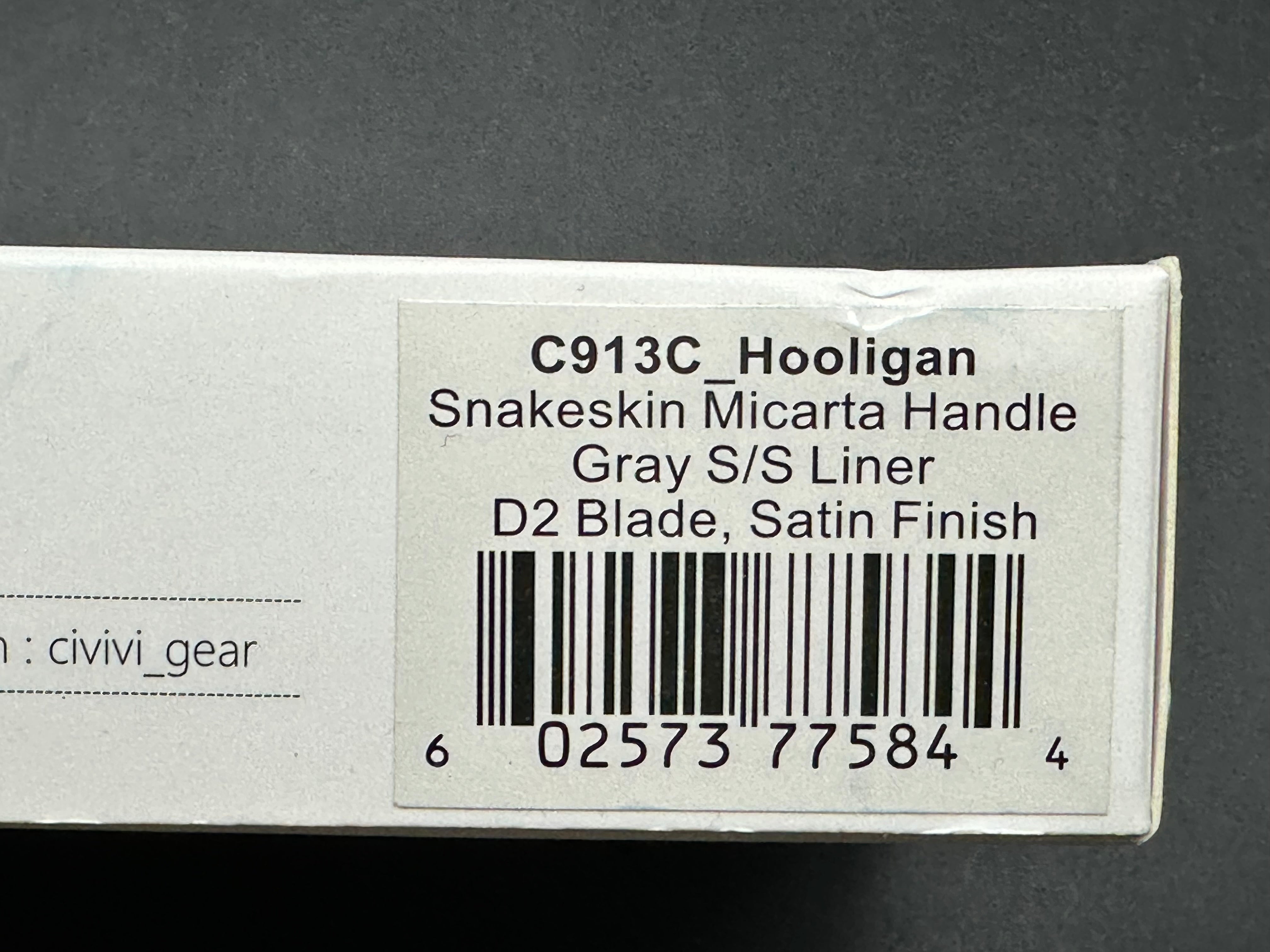 CIVIVI Hooligan Liner Lock Knife Snakeskin Micarta (2.98" Satin D2)