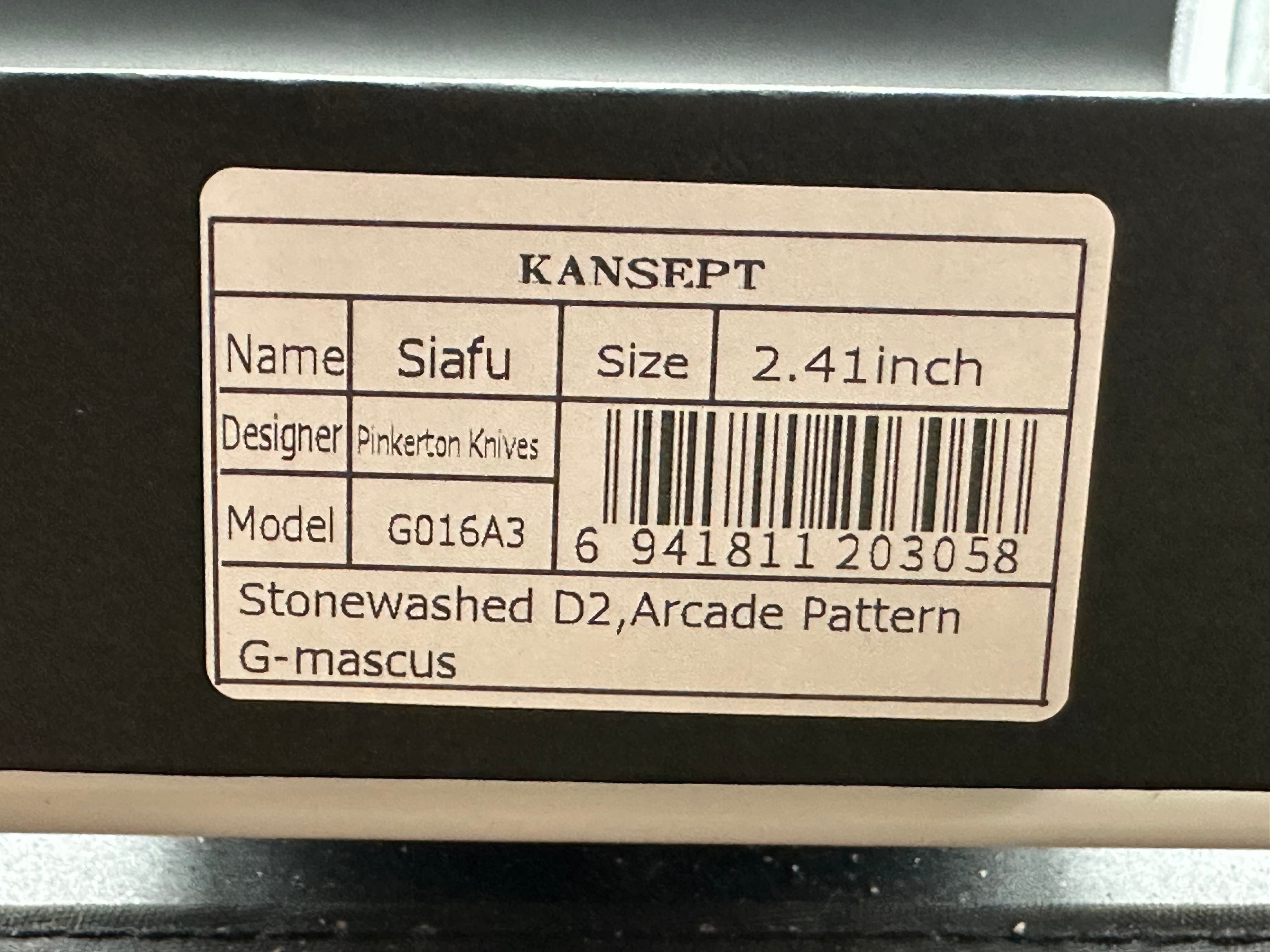 KANSEPT SIAFU | FIXED BLADE | 2.41" D2 BLADE | ARCADE PATTERN G-MASCUS | DIRK PINKERTON DESIGN