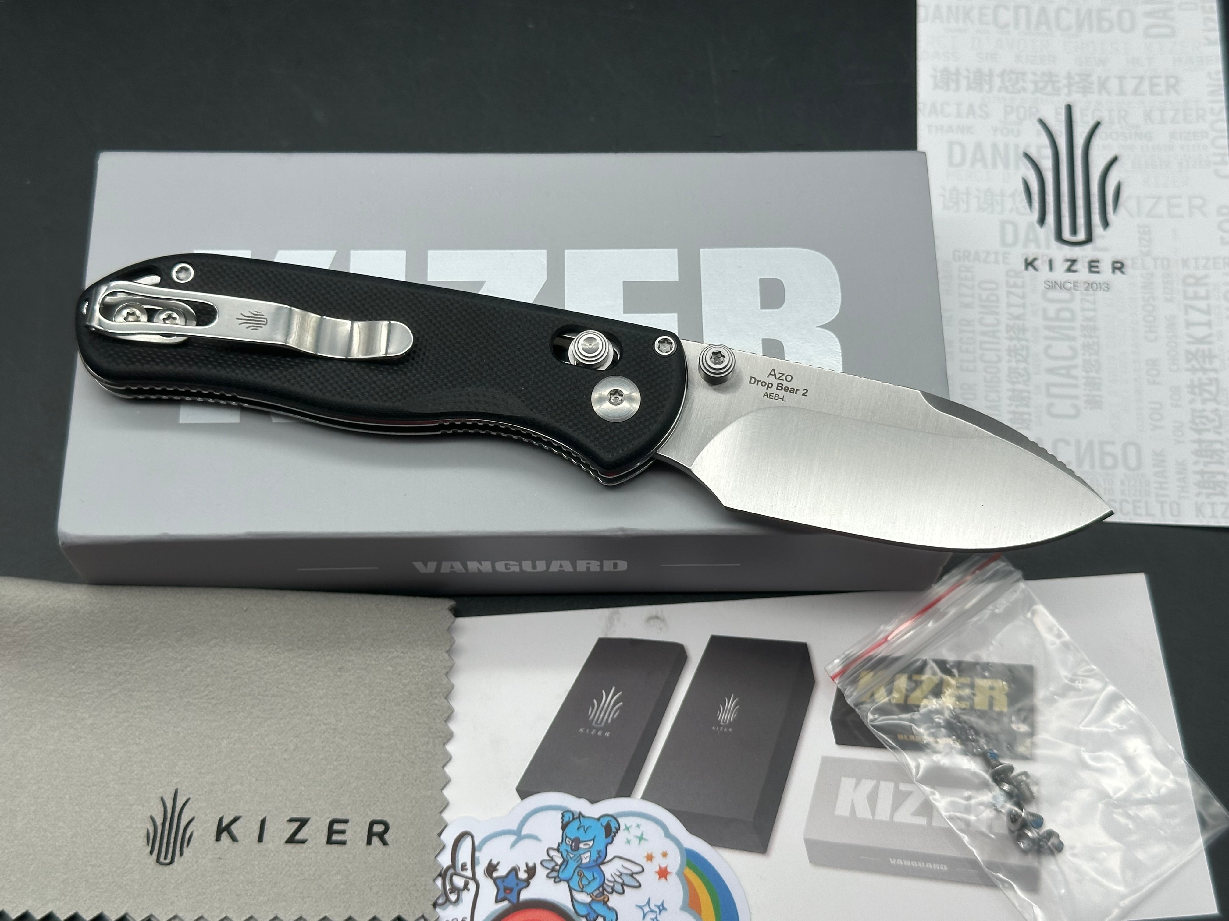 Kizer Drop Bear 2 clutch lock black G10 / AEB-L blade