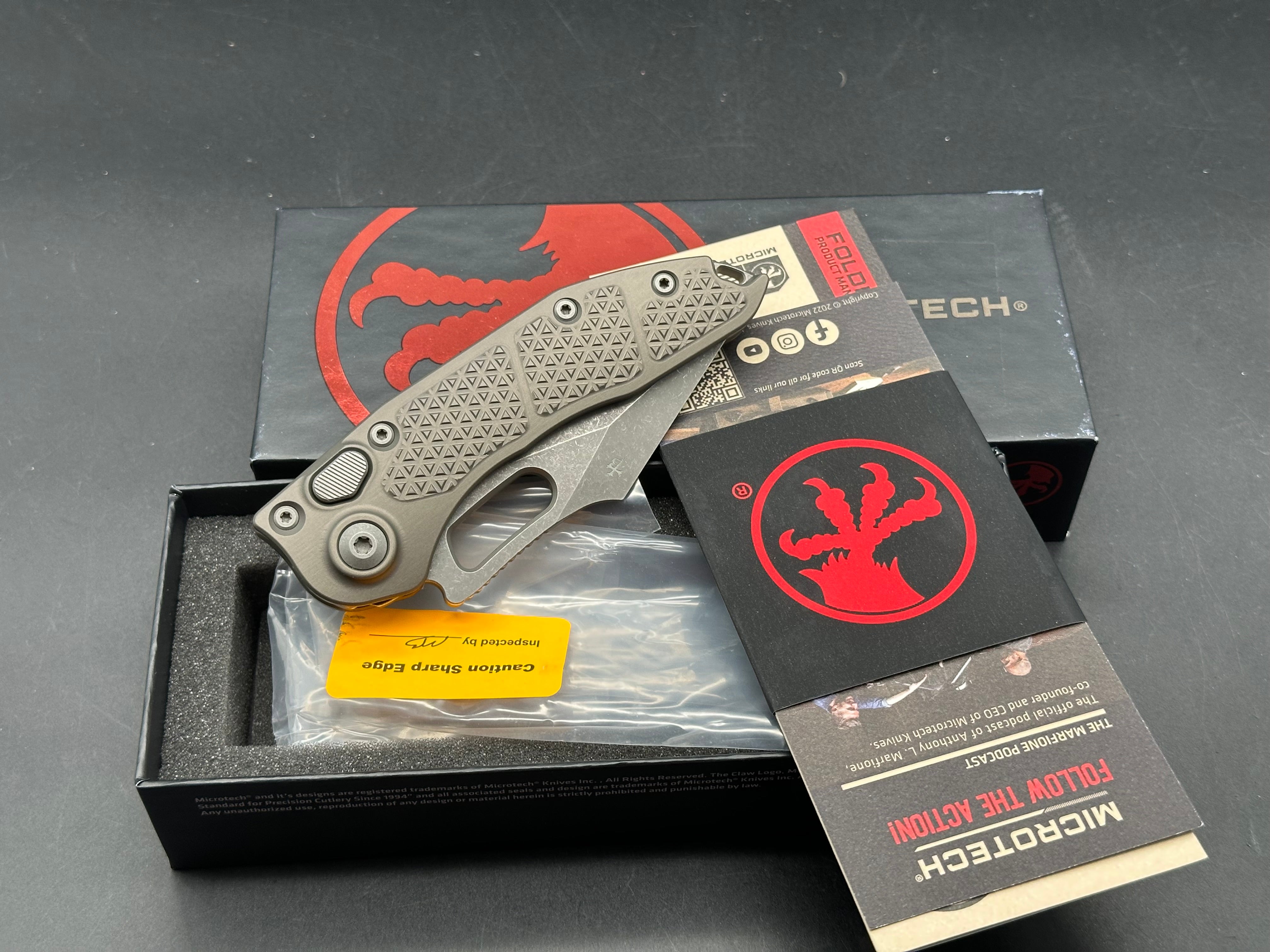 Microtech Stitch-A S/E Automatic Knife Natural Clear Gray (3.75" Apocalyptic)
