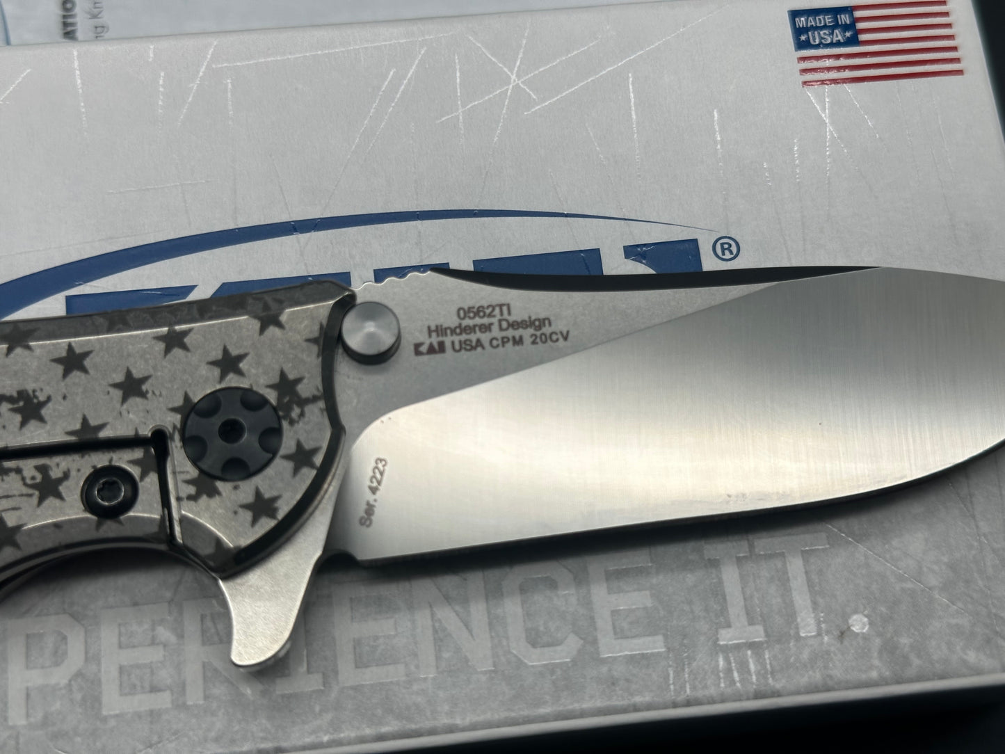 Zero Tolerance ZT0562ti Custom Ano Stars n Stripes (We the People) on the blade