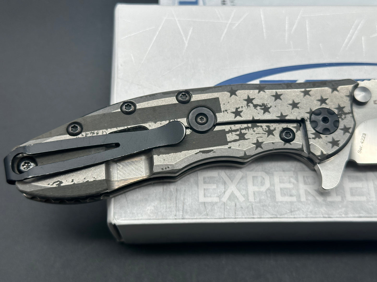 Zero Tolerance ZT0562ti Custom Ano Stars n Stripes (We the People) on the blade