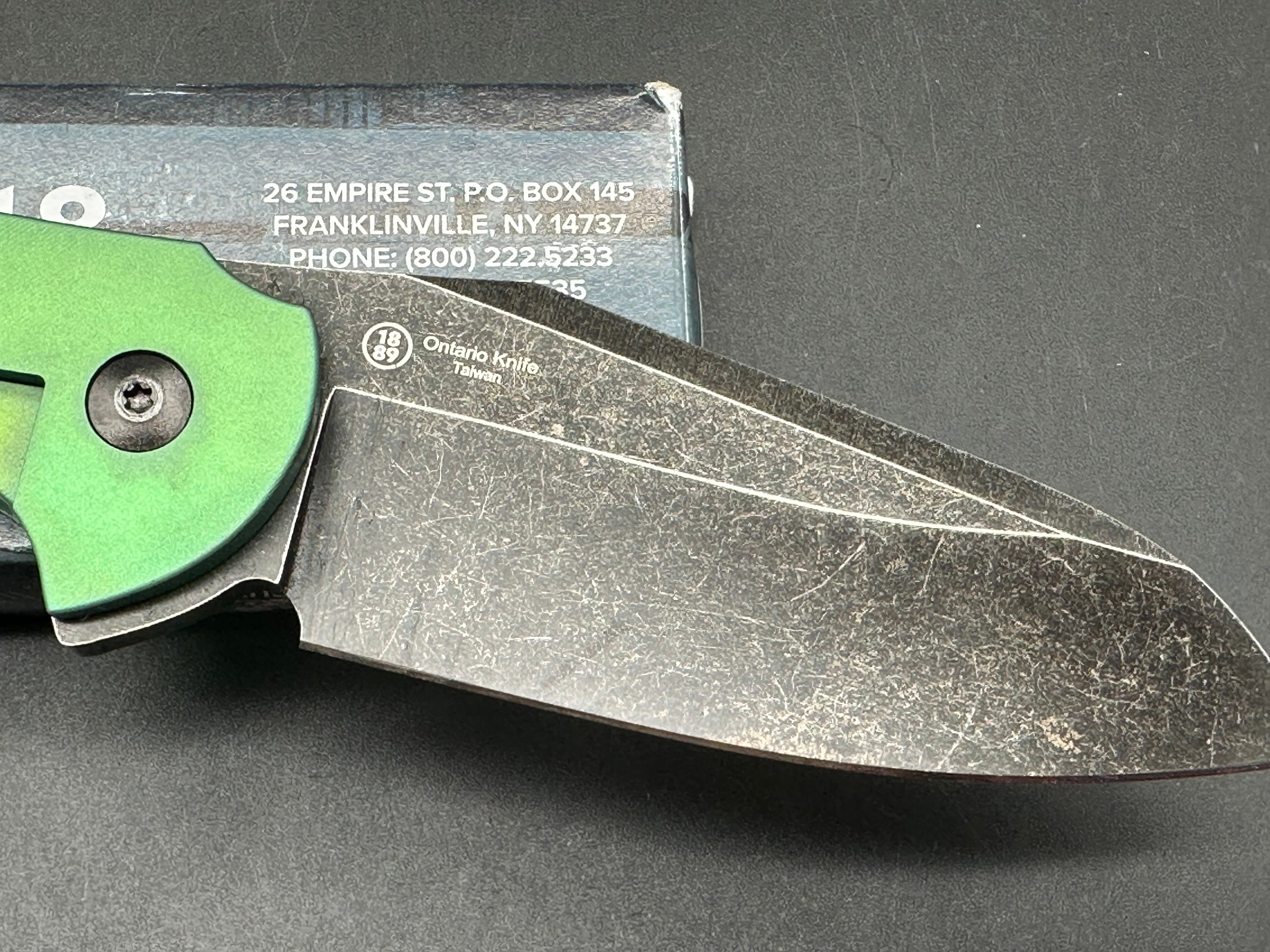 Robert Carter OKC 2quared titanium handle with custom anno with D2 steel blade