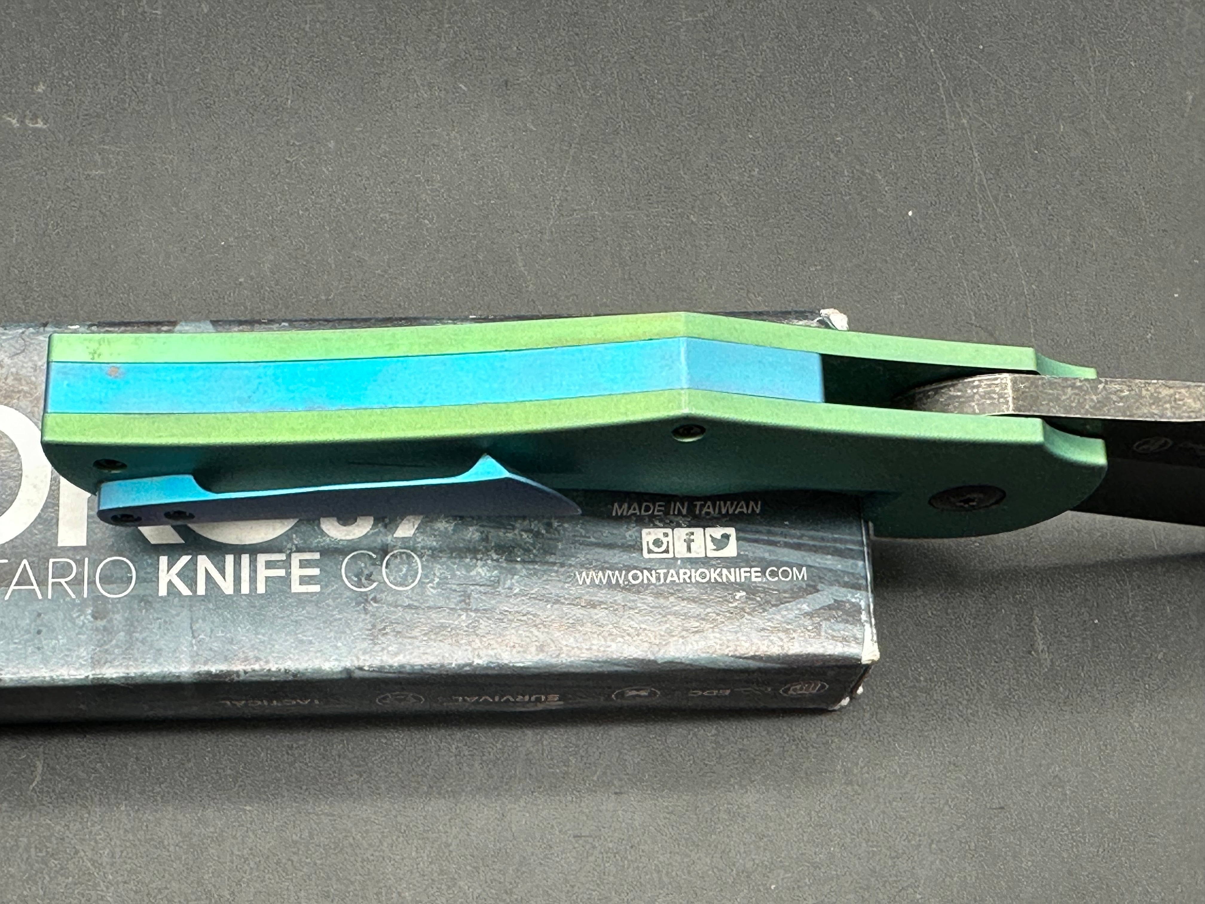 Robert Carter OKC 2quared titanium handle with custom anno with D2 steel blade