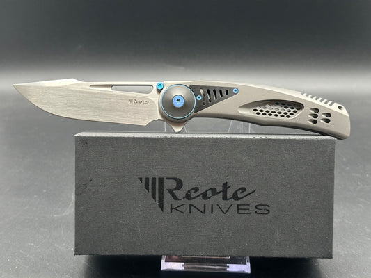 REATE KNIVES GTR TITANIUM HANDLE WITH ZIRCONIUM INLAY & BLUE HARDWARE M390