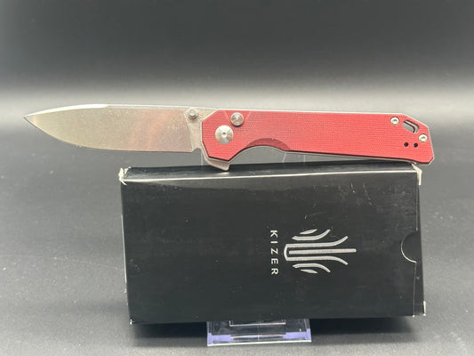 BEGLEITER XL BUTTON LOCK FLIPPER 154CM PLAIN EDGE DYED RED MICARTA