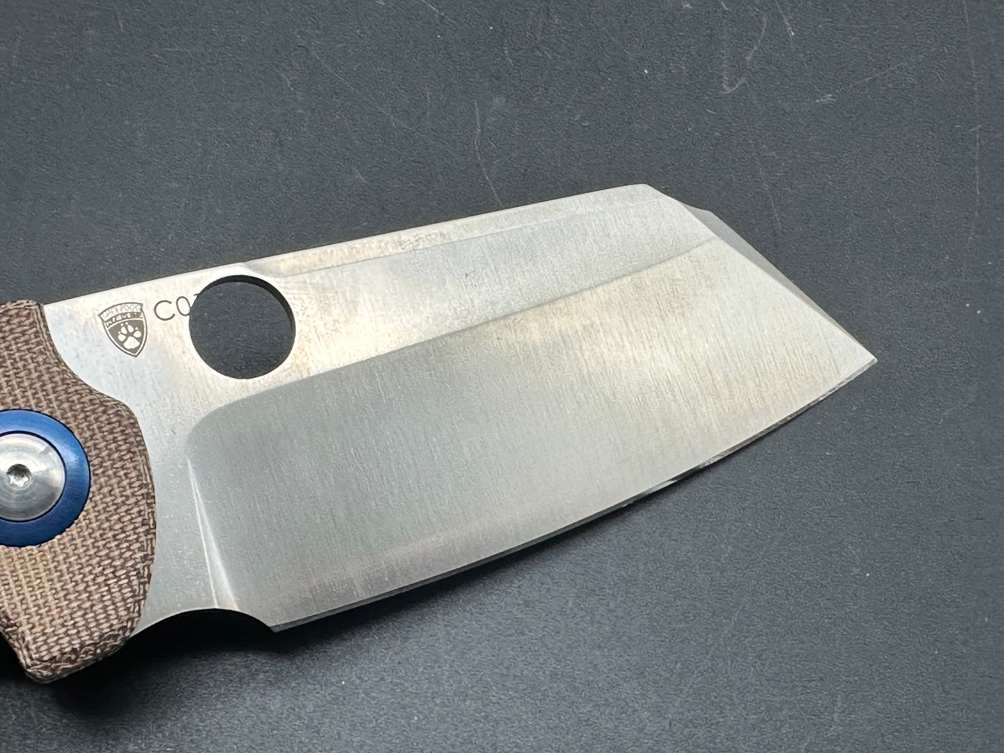 Kizer Sheepdog XL brown micarta scales (modded by Hilltop Knives)