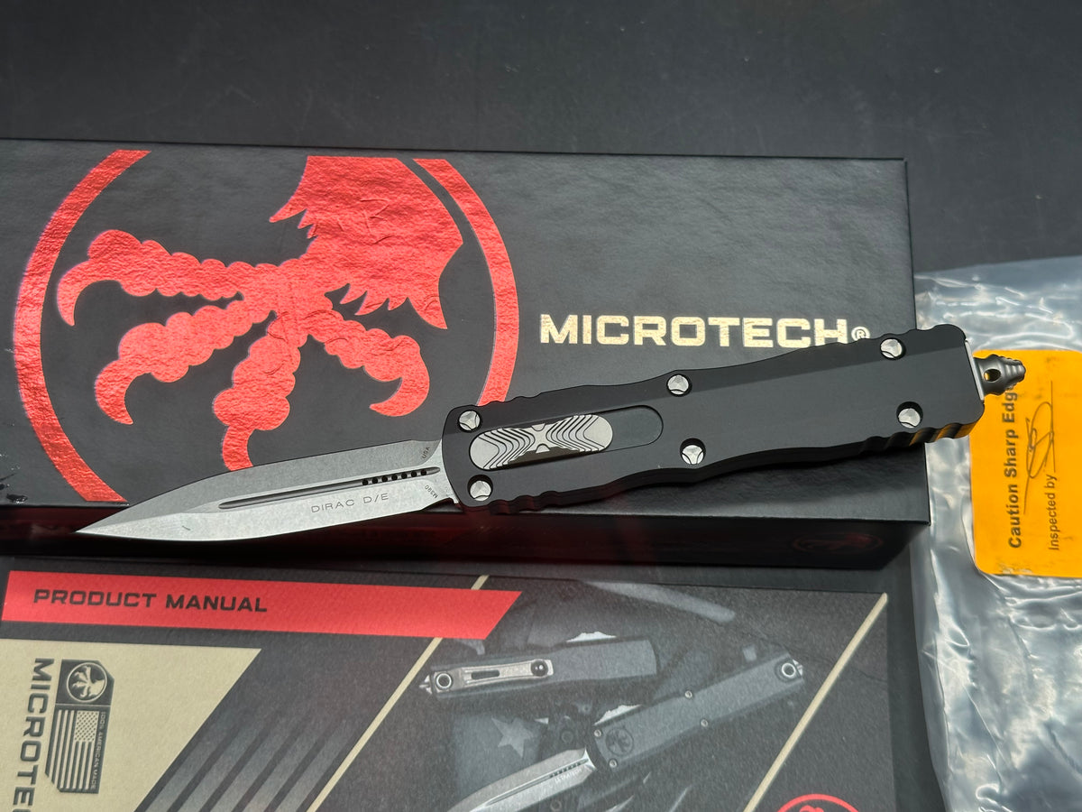 Microtech Dirac Dagger OTF Automatic Knife Black (2.8" Stonewash)