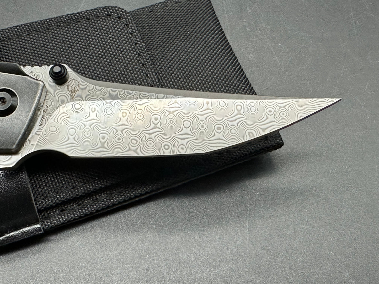 KANSEPT BAKU FOLDING KNIFE TITANIUM HANDLE DAMASCUS PLAIN EDGE