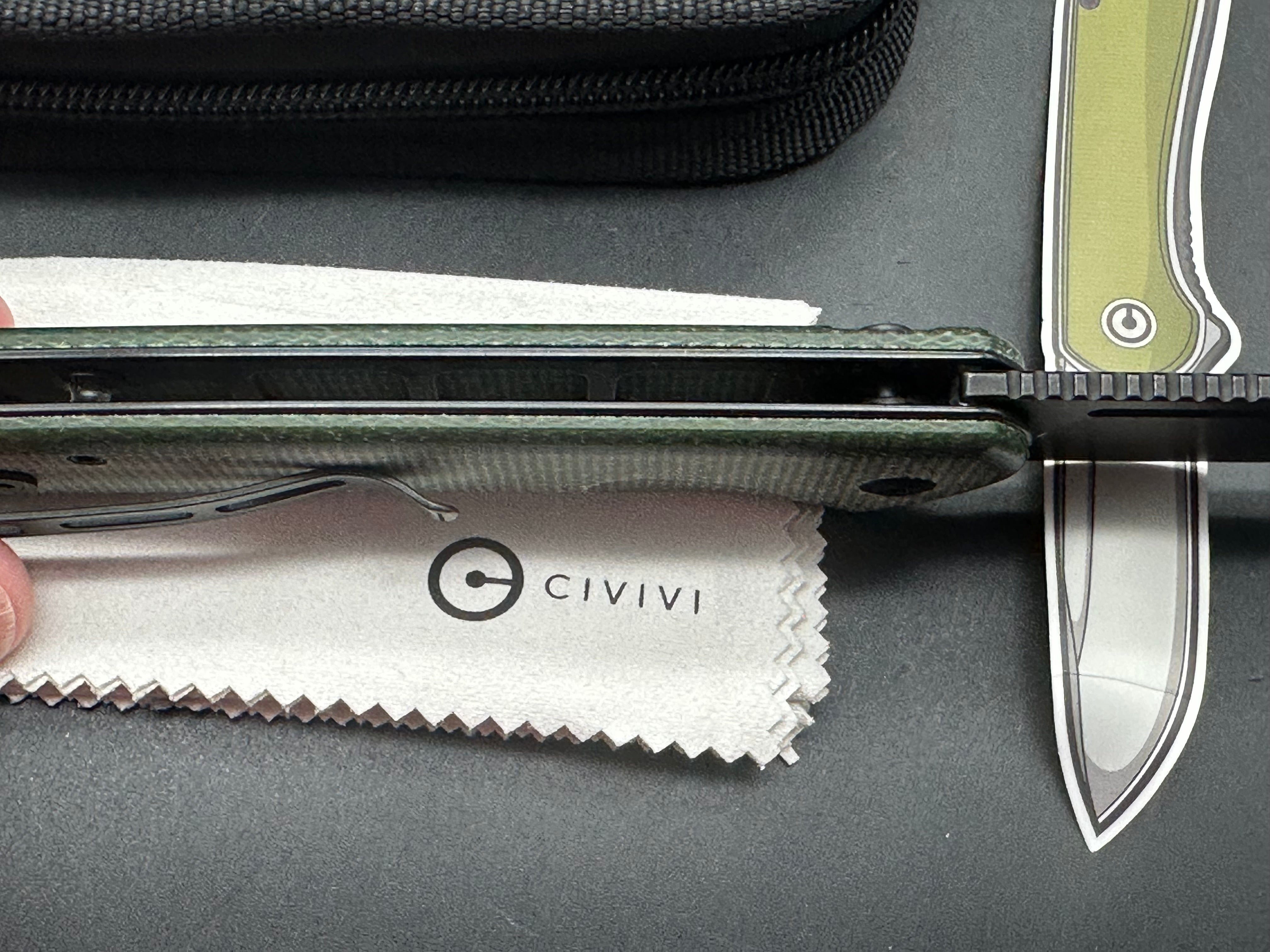 CIVIVI CONSPIRATOR FOLDING KNIFE GREEN MICARTA HANDLE NITRO-V PLAIN EDGE BLACK STONEWASH FINISH