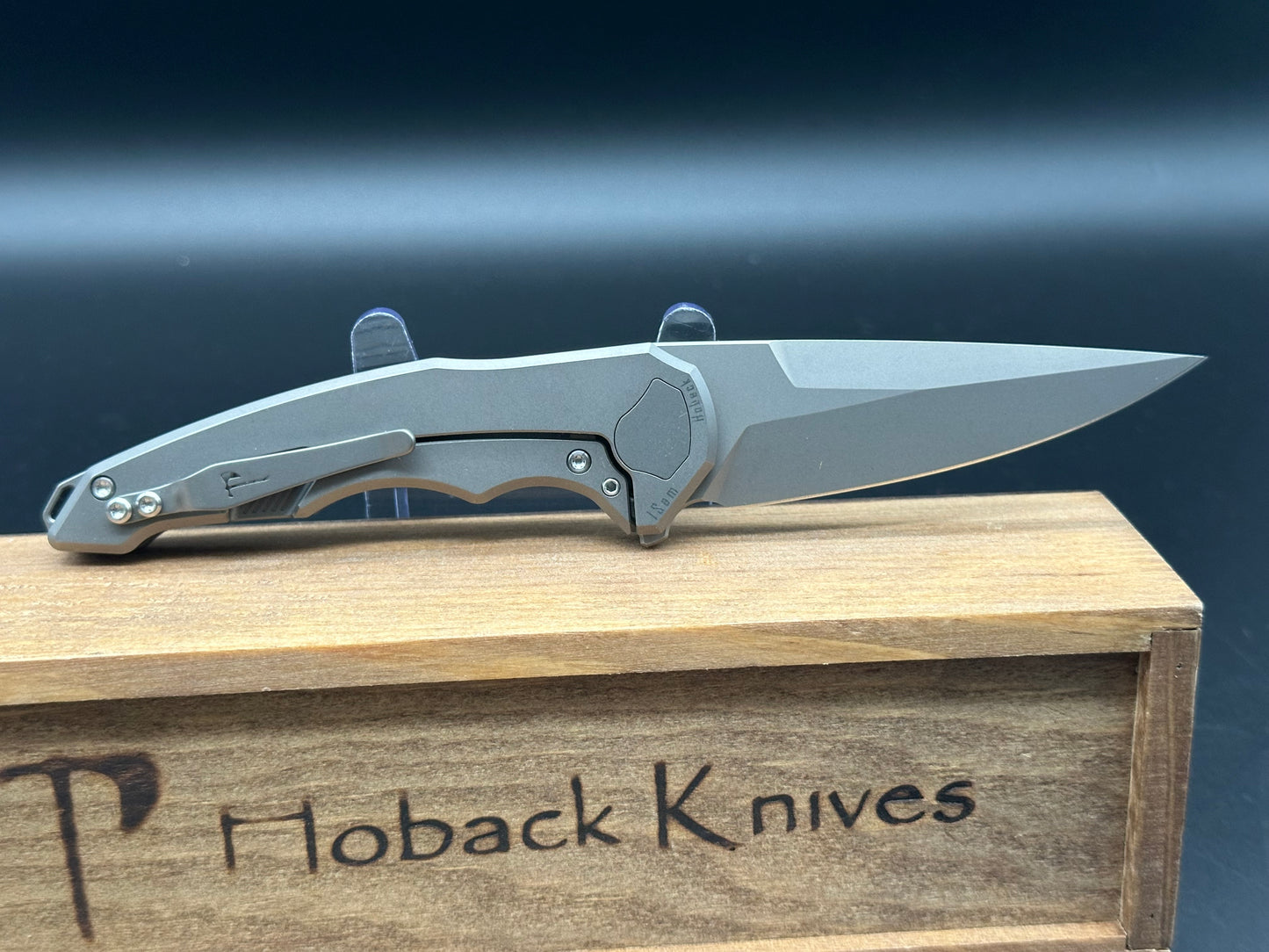 Jake Hoback Knives OneSam Frame Lock Knife Stonewash Titanium(3.25" Stonewash)