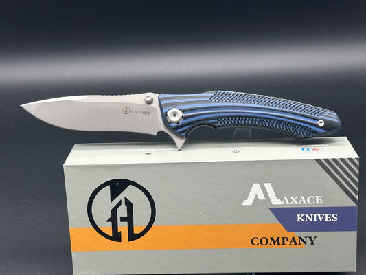 Maxace Zealot 3 blue/black G20 scales w/10CR15CoMov blade