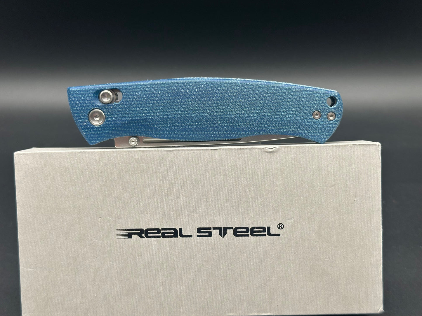 Real Steel Pathfinder blue denim micarta scales w/14C28N blade