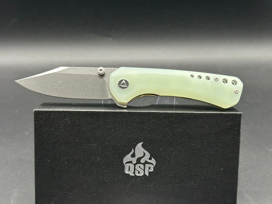 QSP KESTREL FOLDING KNIFE JADE G10 HANDLE 14C28N PLAIN EDGE