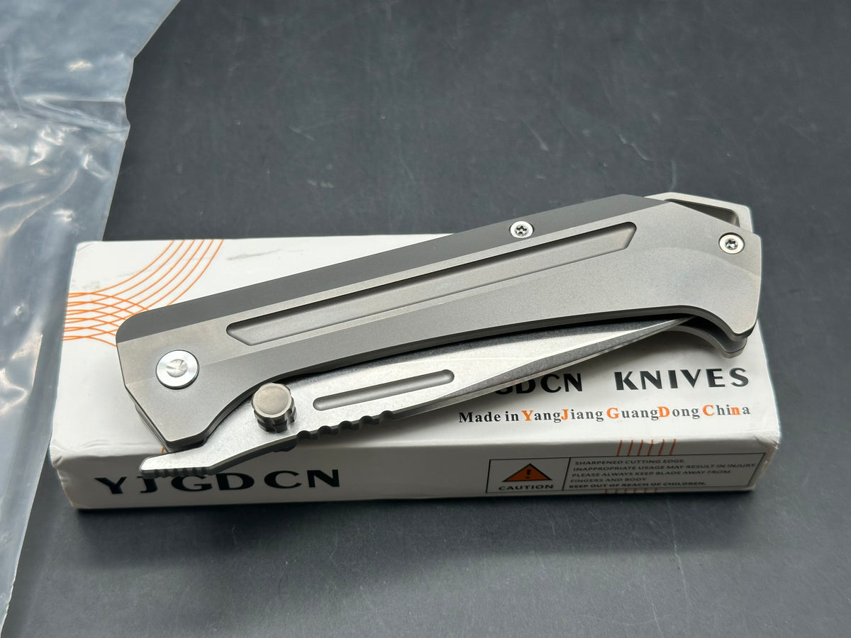 YJGDCN YJ2520 Titanium Handle M390 Blade overall length 9.05 inches