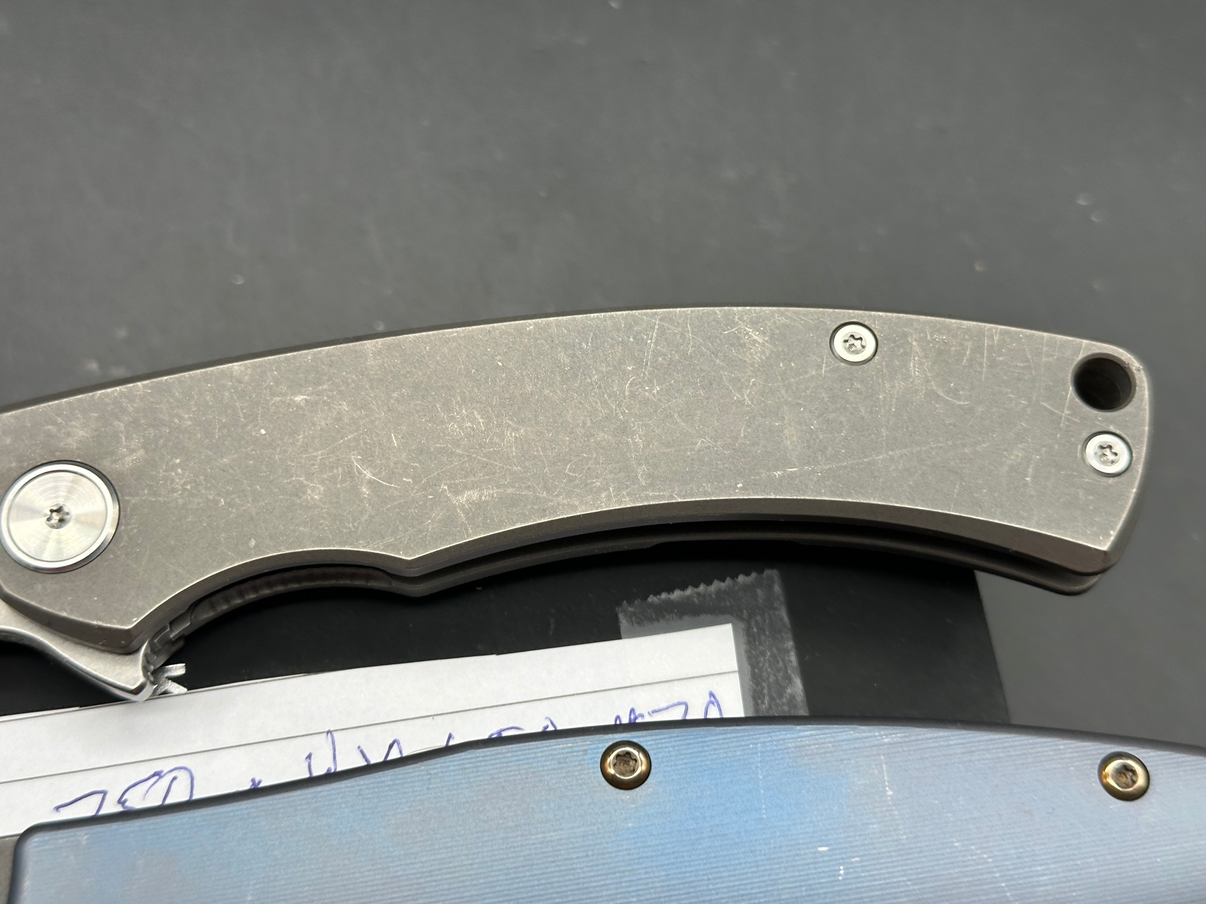 2 knife deal YX 750 titanium handle, VG10 blade and YX 650 titanium handle, D2 blade