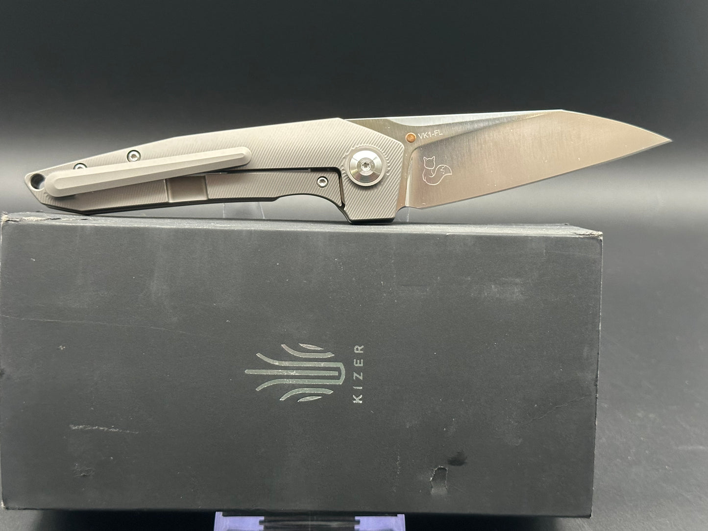 Kizer Steven Kempa VK1-FL Flipper Knife Titanium (3.3" Satin) KI4565