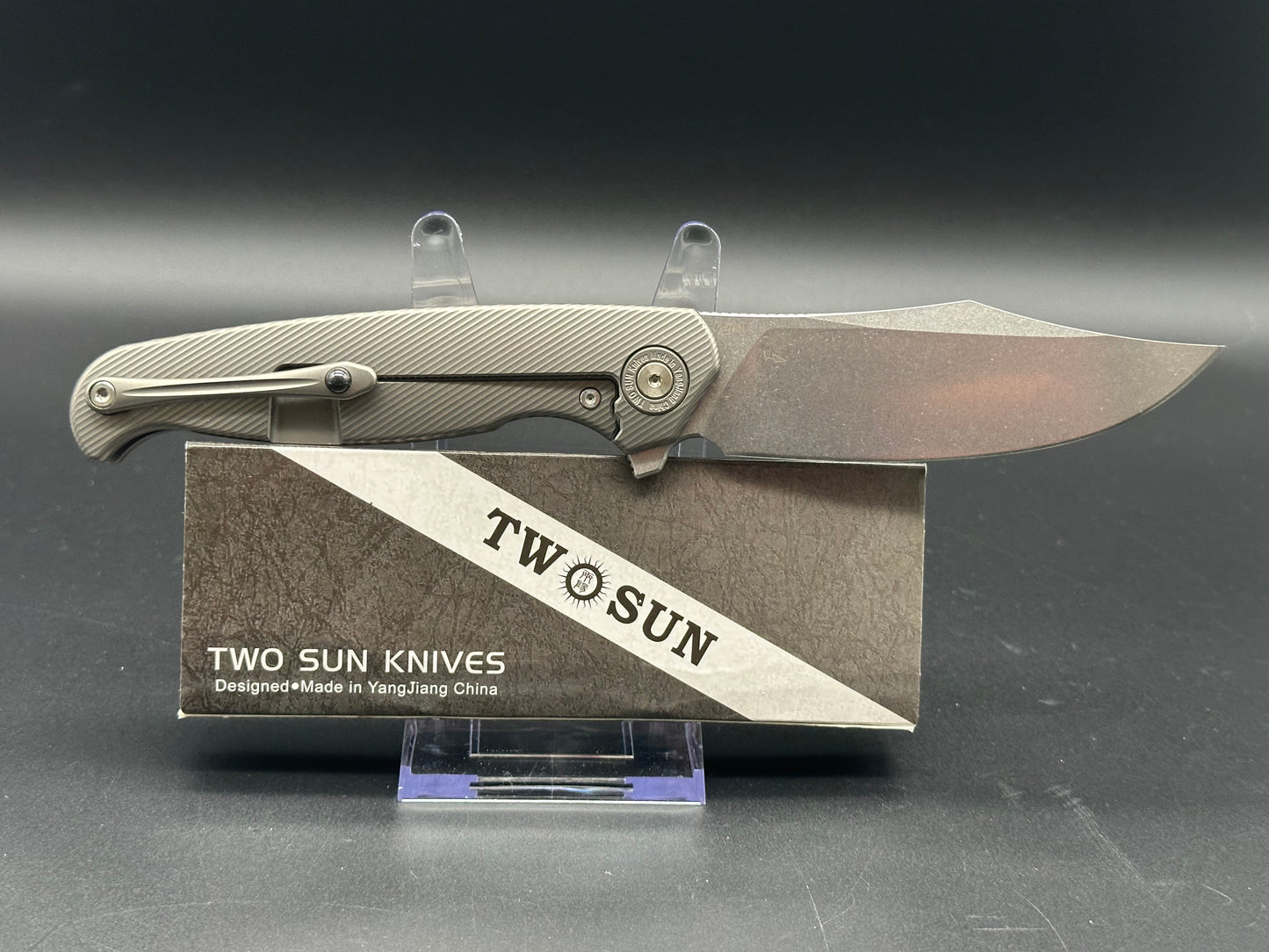 TwoSun TS273 titanium/ orange G10 handle w/14C28N blade