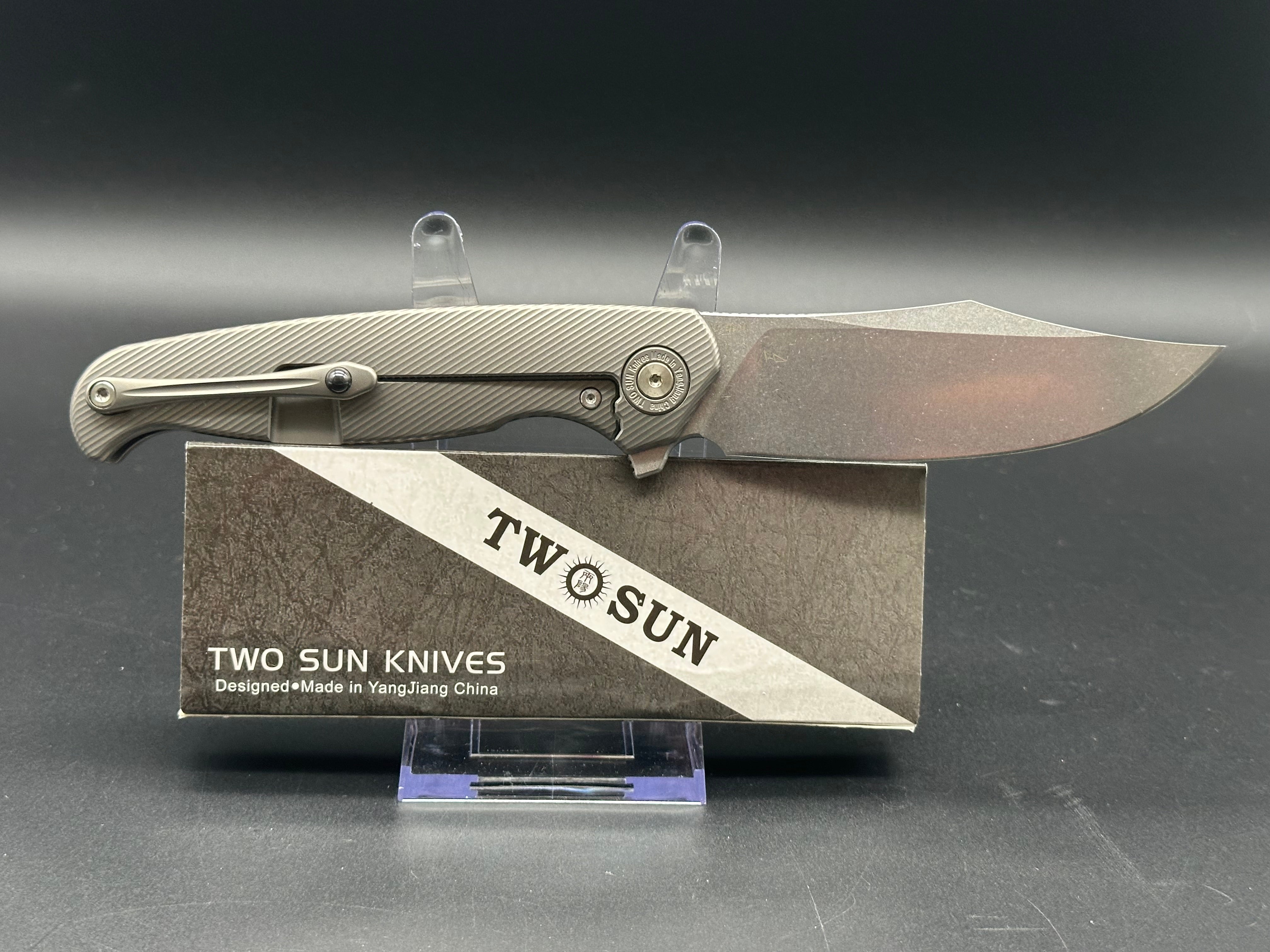 TwoSun TS273 titanium/ orange G10 handle w/14C28N blade