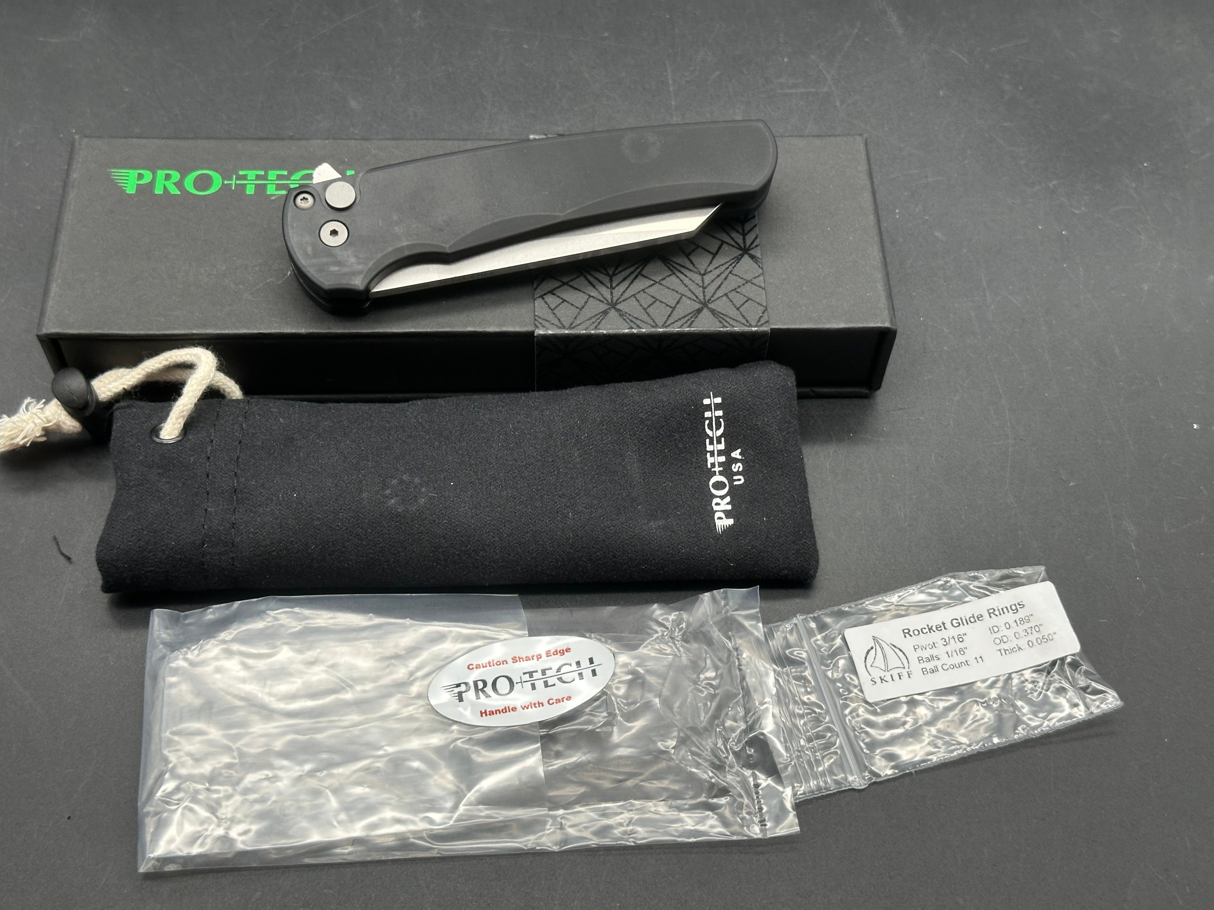 ProTech Malibu 3.5" CPM MagnaCut Reverse Tanto Blade with Plain Black Aluminum Scales