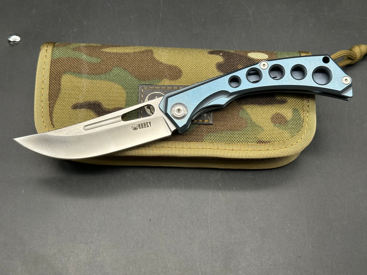 KUBEY Ishtar KU170 3.54” AUS10 Blade Slim Titanium Handle Milled Clip