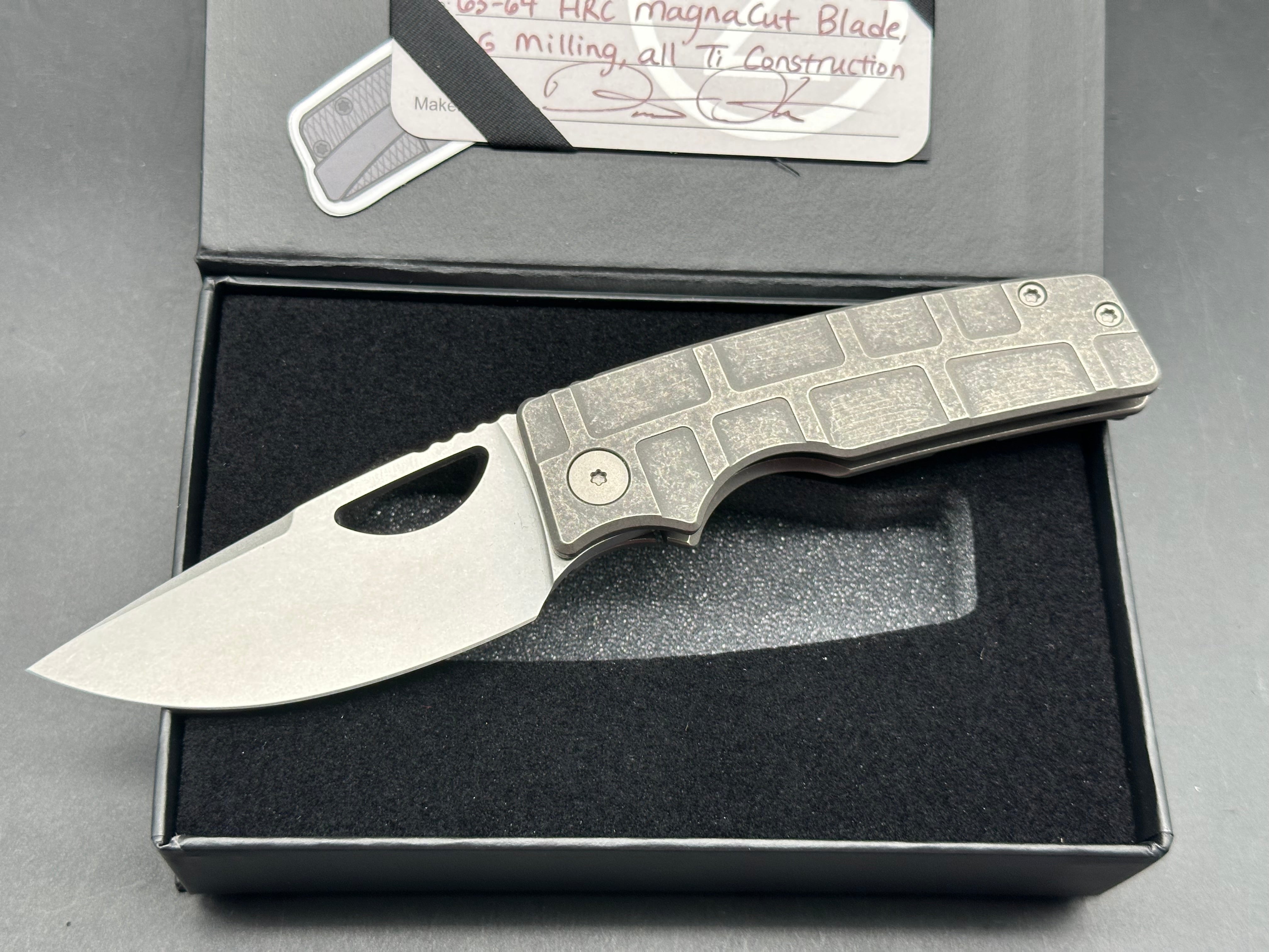 OZ Machine Company Roosevelt - #2928 Stonewashed Magnacut Blade, All Ti Construction