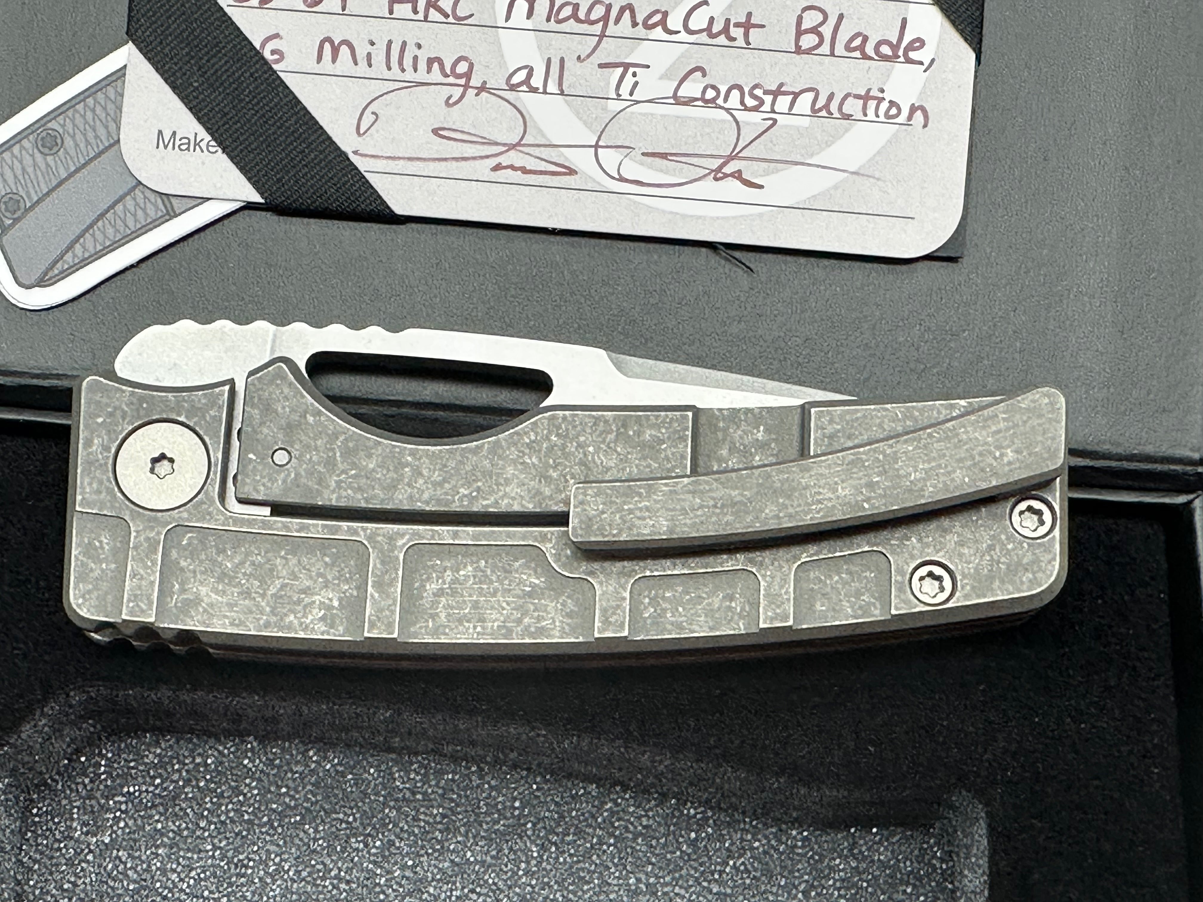 OZ Machine Company Roosevelt - #2928 Stonewashed Magnacut Blade, All Ti Construction