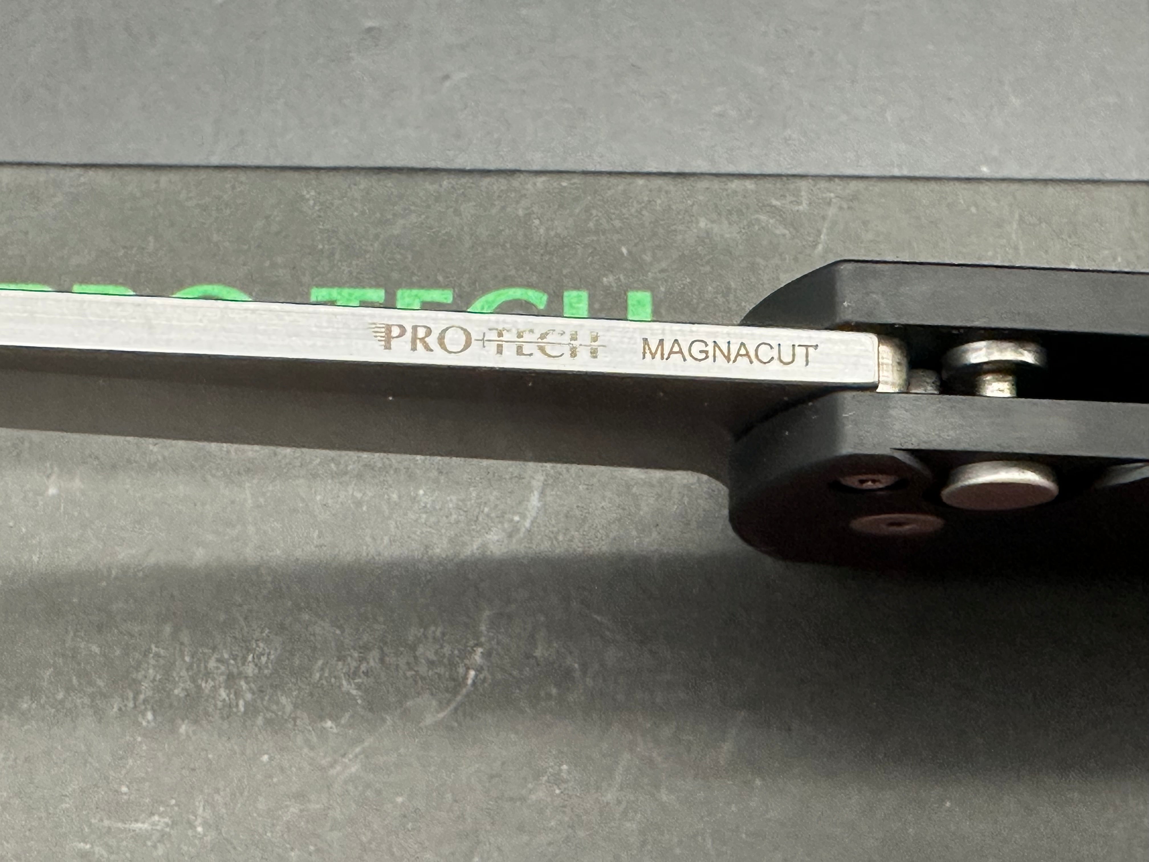 ProTech Malibu 3.5" CPM MagnaCut Reverse Tanto Blade with Plain Black Aluminum Scales