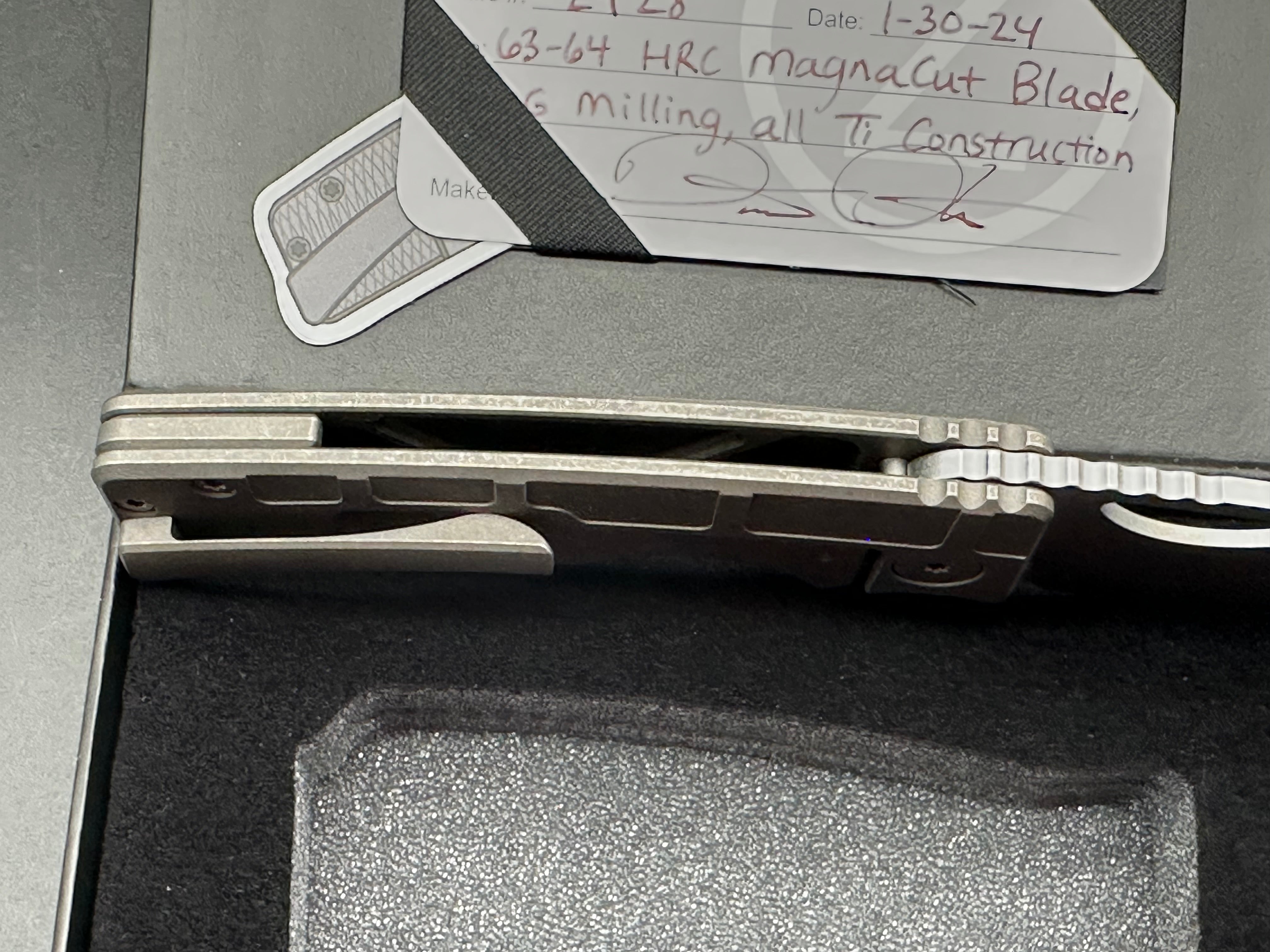 OZ Machine Company Roosevelt - #2928 Stonewashed Magnacut Blade, All Ti Construction