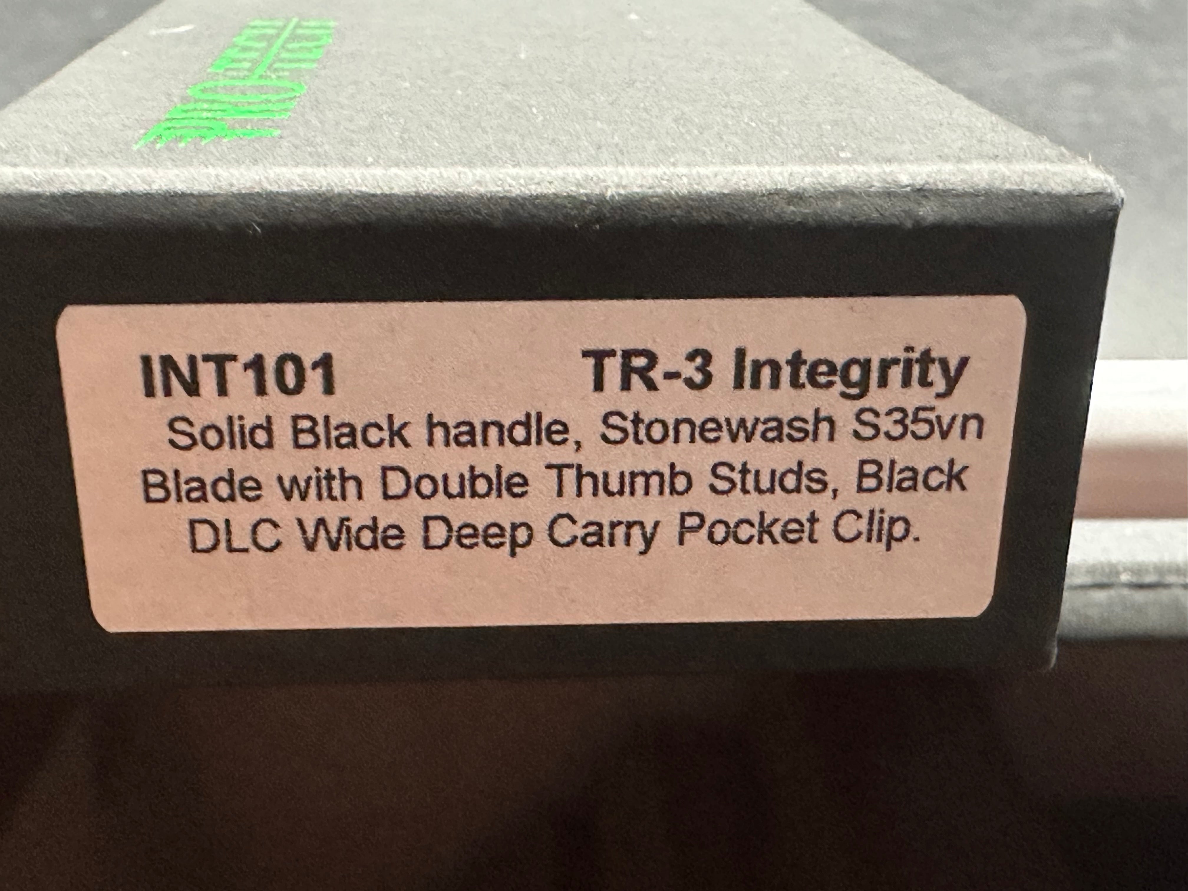 ProTech TR-3 Integrity 3.5" CPM S35VN Stonewash Blade with Plain Black Aluminum Scales