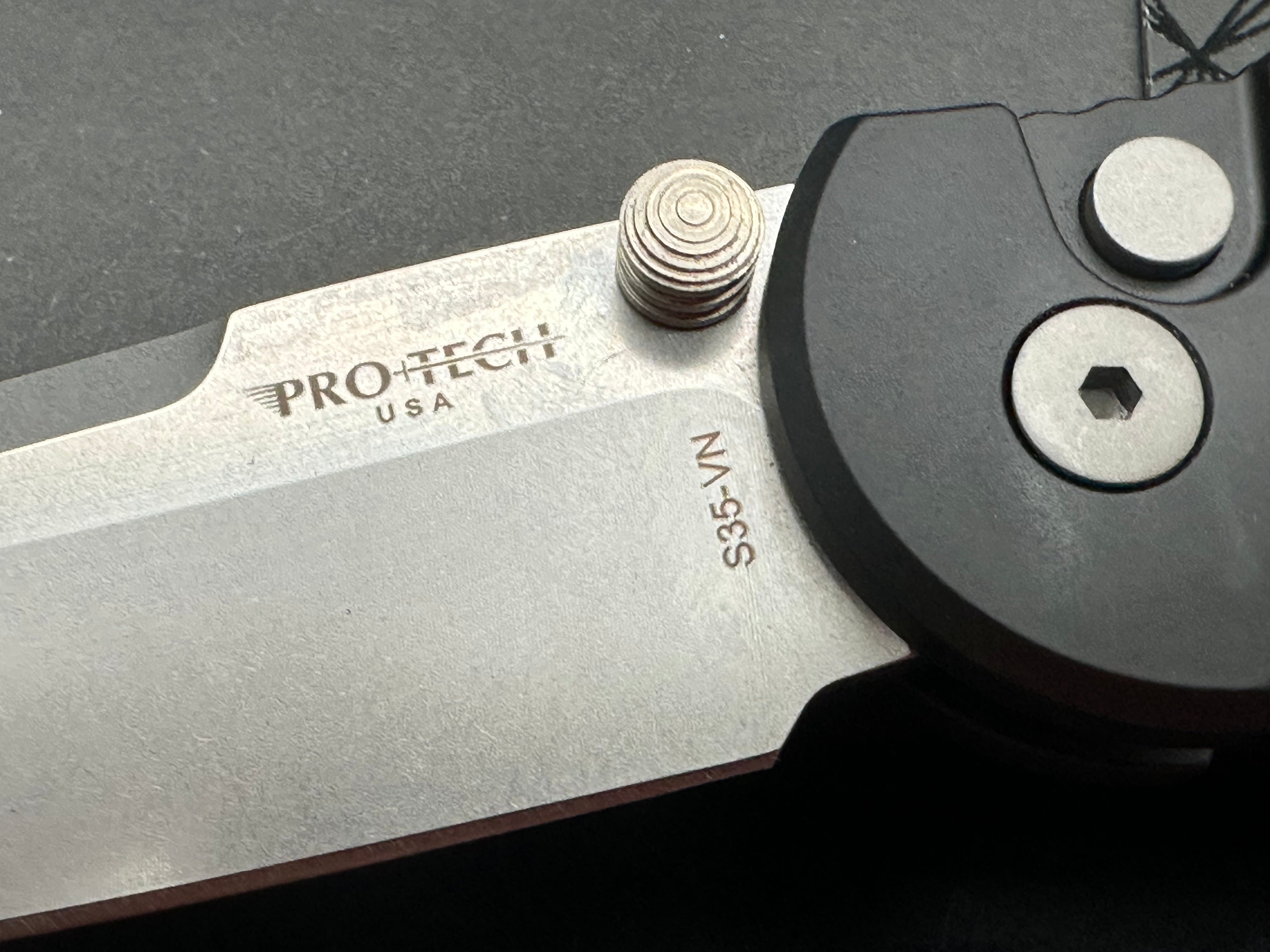 ProTech TR-3 Integrity 3.5" CPM S35VN Stonewash Blade with Plain Black Aluminum Scales