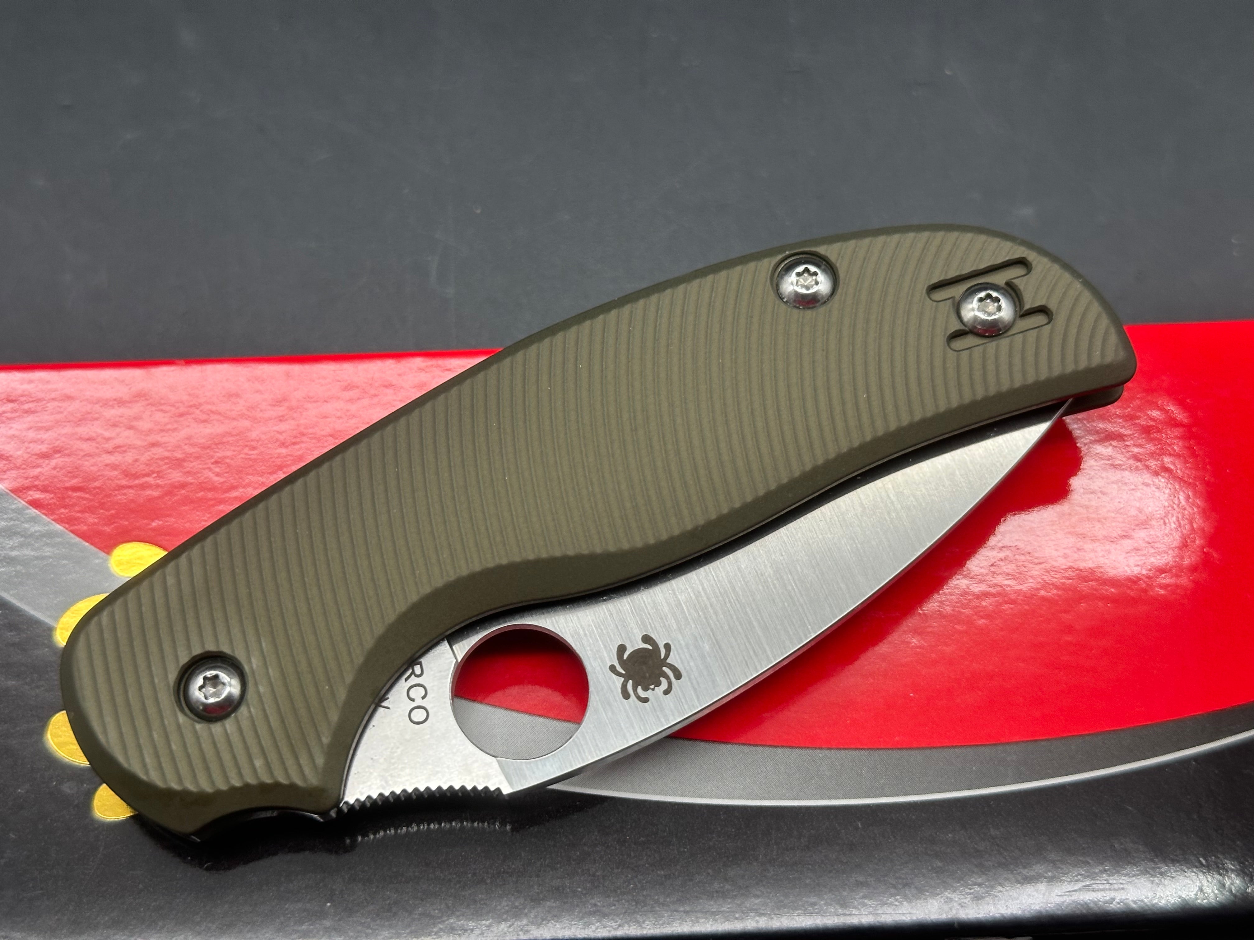 Spyderco Sage 5 Lightweight 3" CPM S30V Satin Blade with AWT OD Green Aluminum Scales