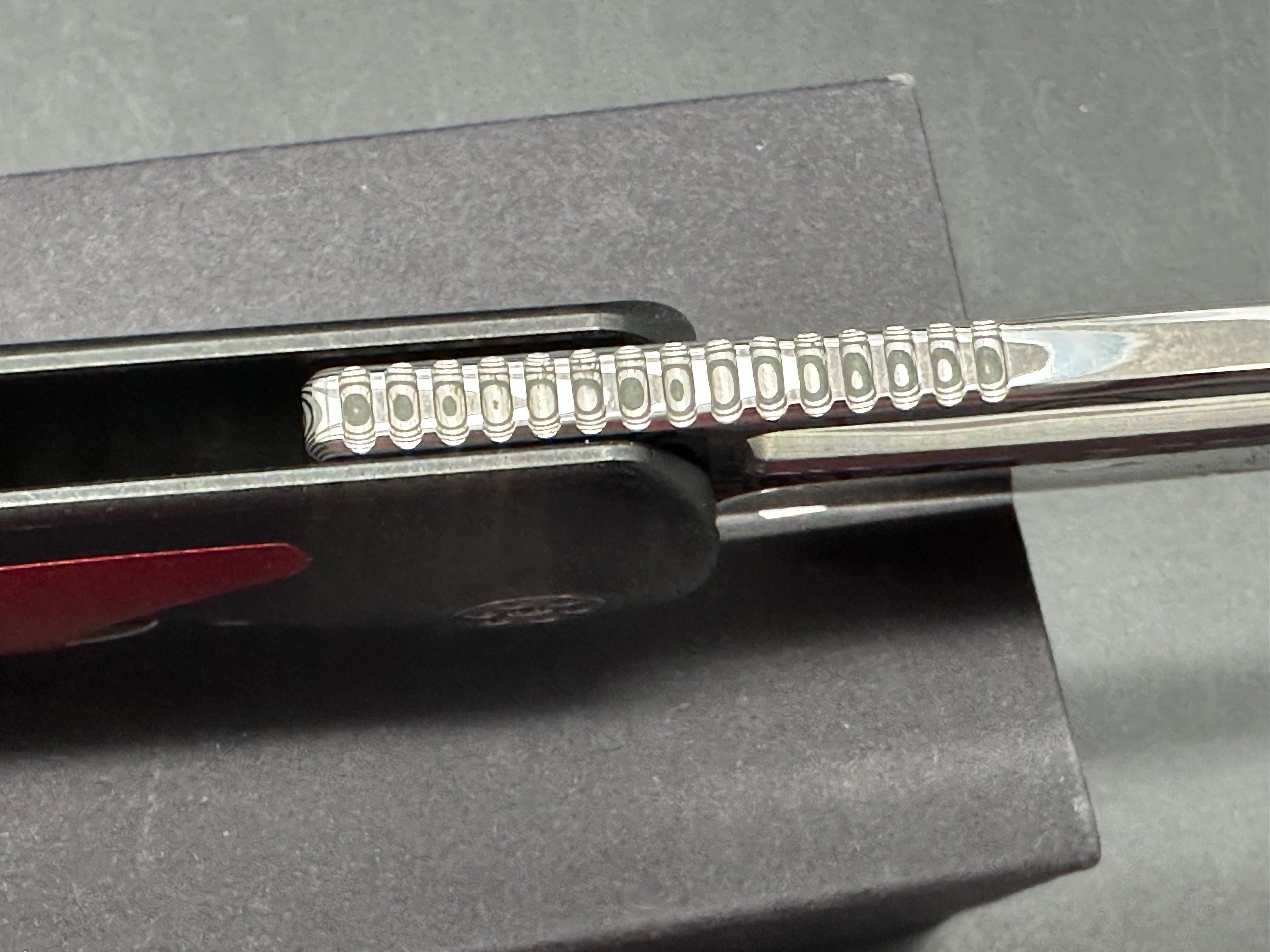 Sharp by Design Apex Front Flipper, Drop Point Damasteel Blade