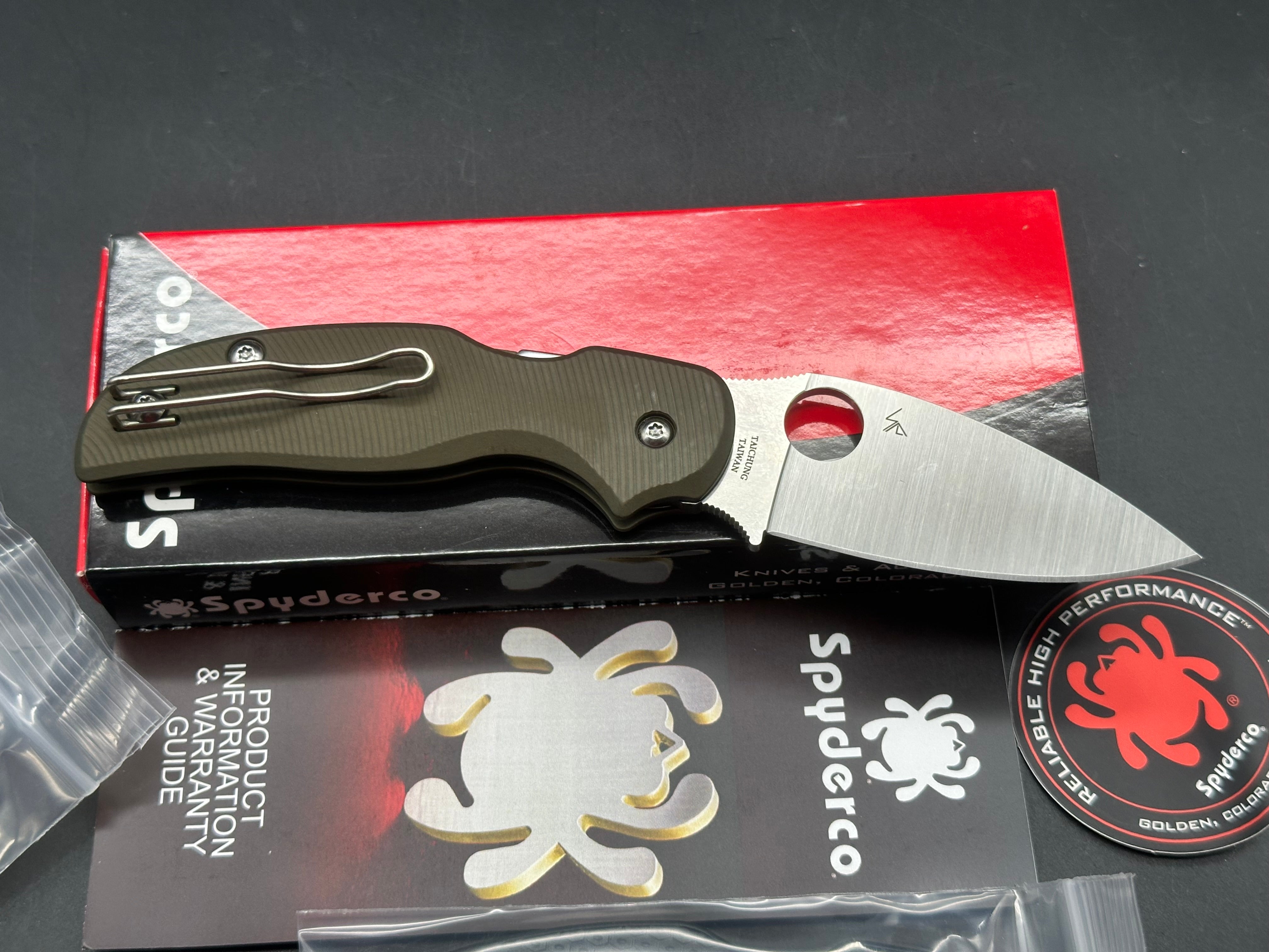 Spyderco Sage 5 Lightweight 3" CPM S30V Satin Blade with AWT OD Green Aluminum Scales