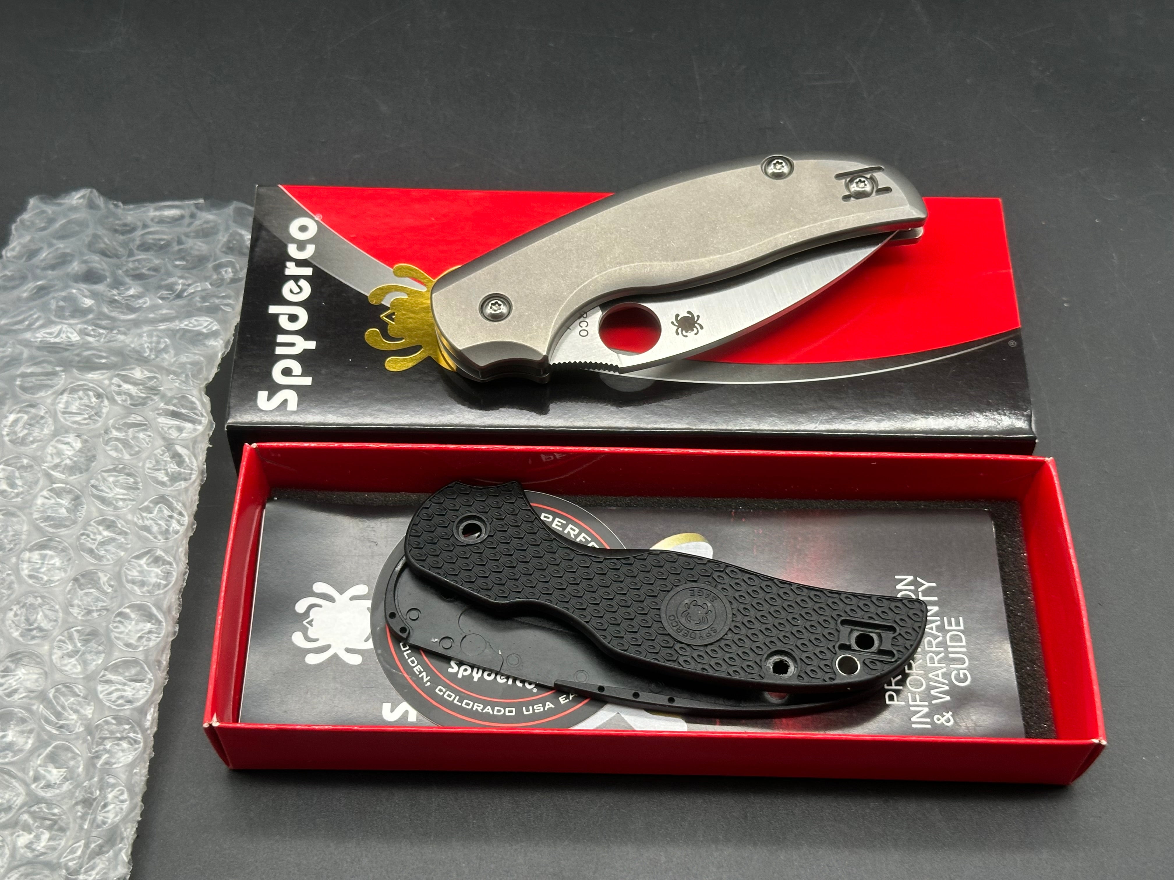 Spyderco Sage 5 Lightweight 3" CPM S30V Satin Blade with Parson Bladeworks Stonewash Titanium Scales