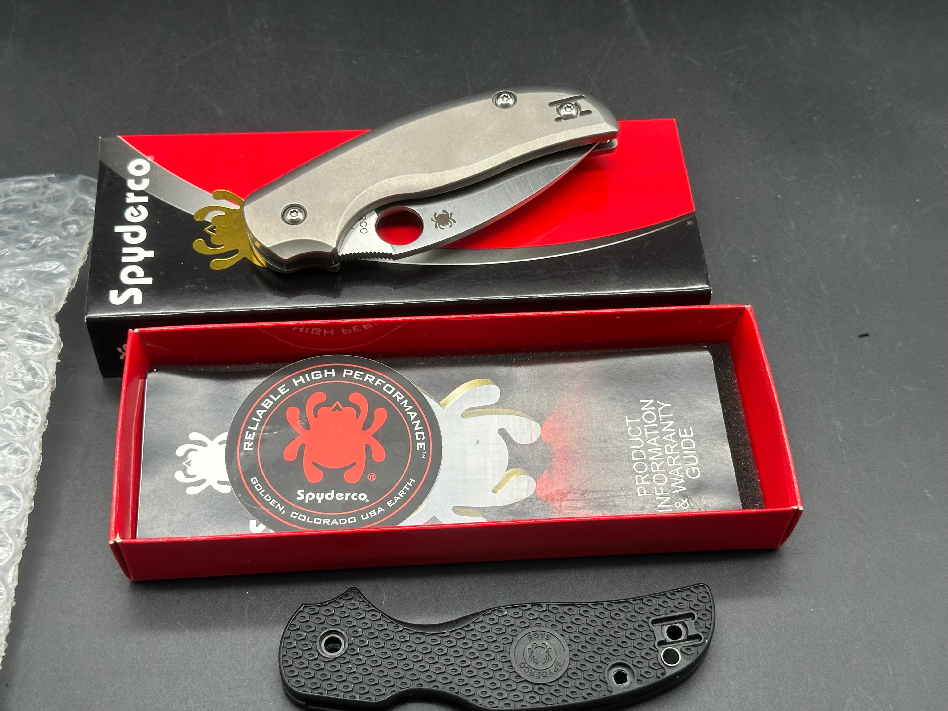 Spyderco Sage 5 Lightweight 3" CPM S30V Satin Blade with Parson Bladeworks Stonewash Titanium Scales