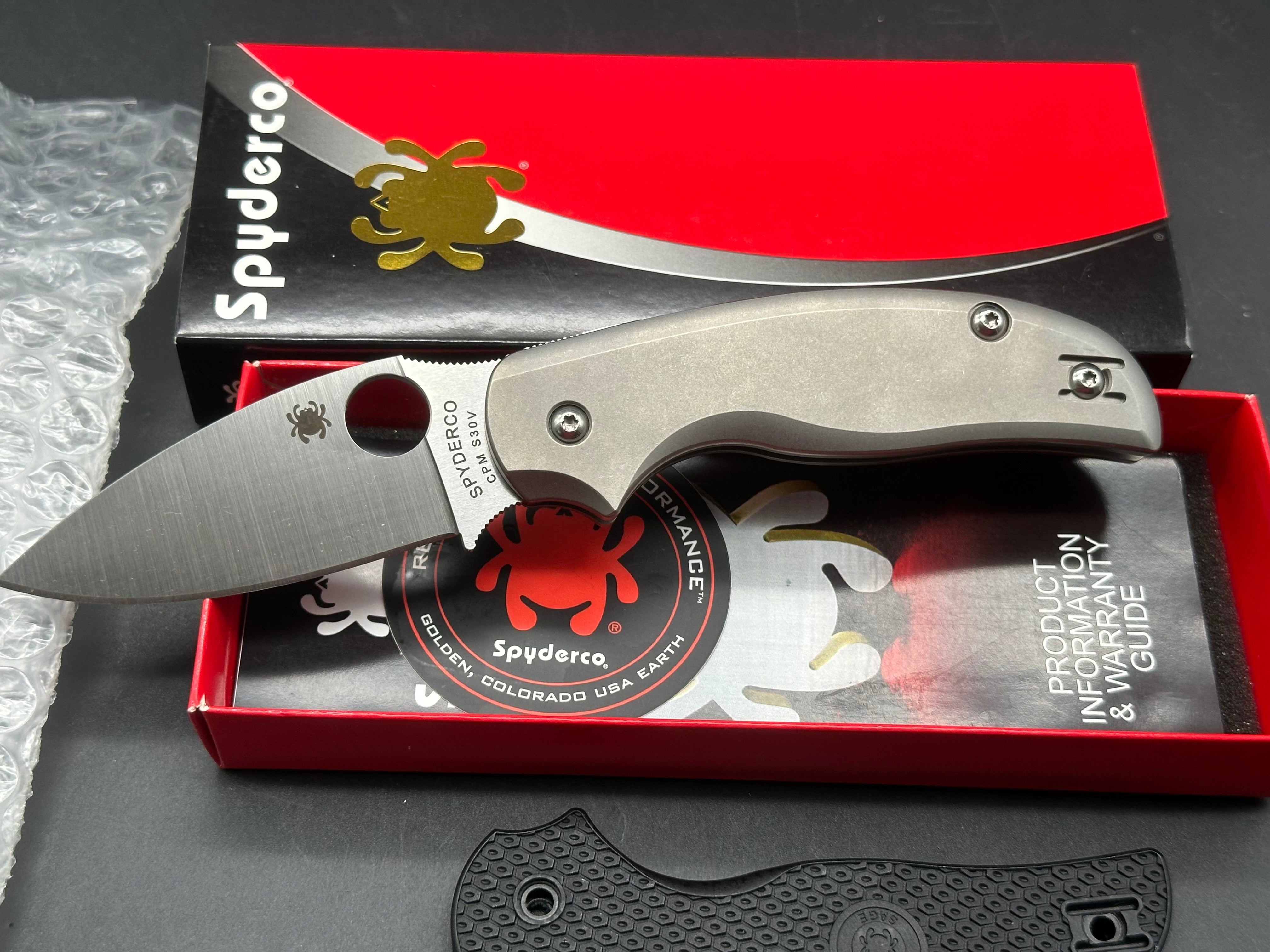 Spyderco Sage 5 Lightweight 3" CPM S30V Satin Blade with Parson Bladeworks Stonewash Titanium Scales