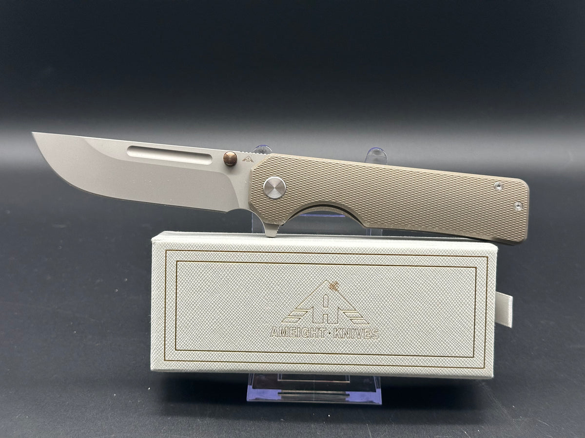 MIGURON AMEIGHT GLEAR FOLDING KNIFE BRONZE TITANIUM HANDLE S90V DROP P