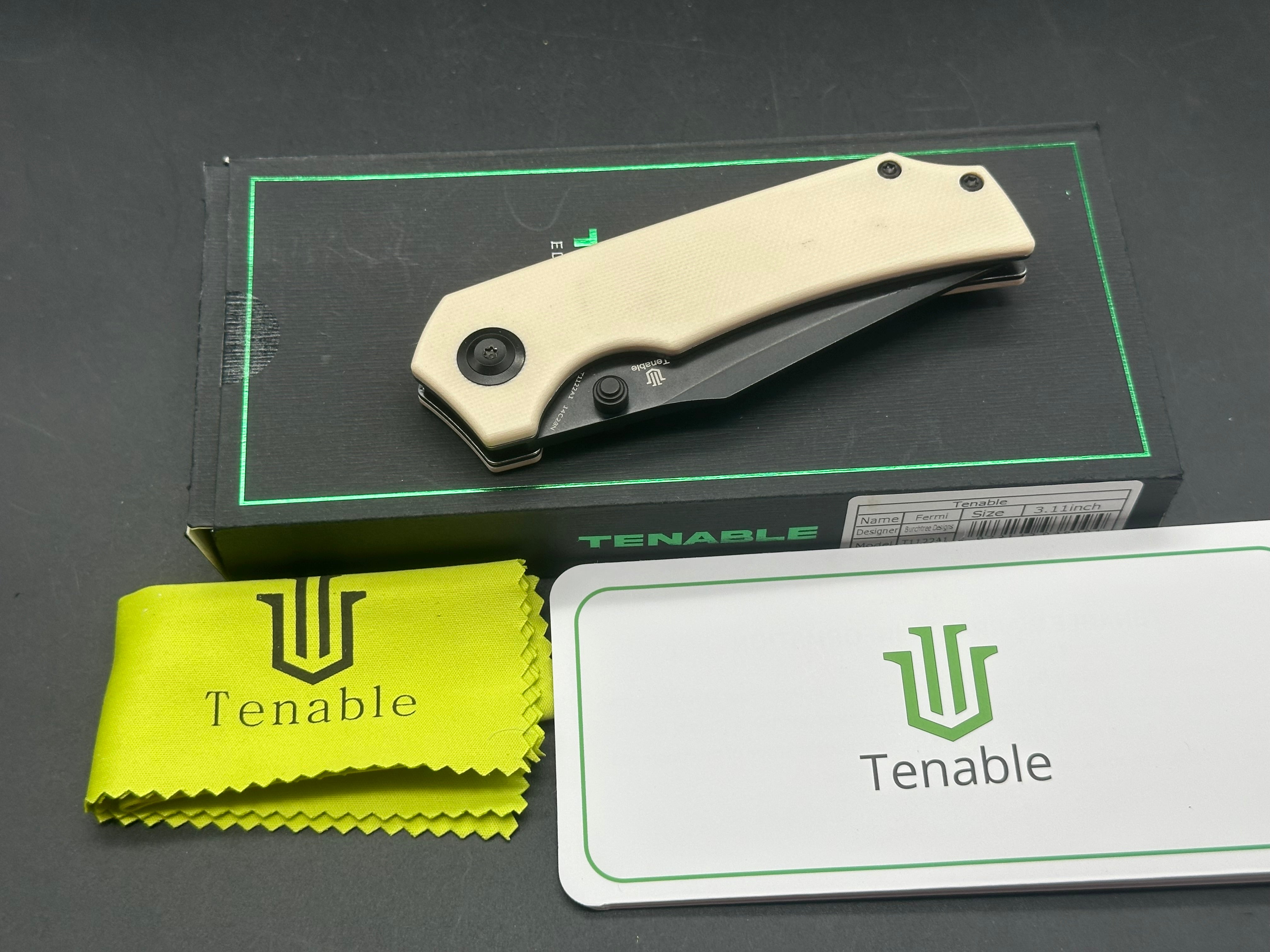 Tenable Fermi Folding Knife Ivory White G10 Handle