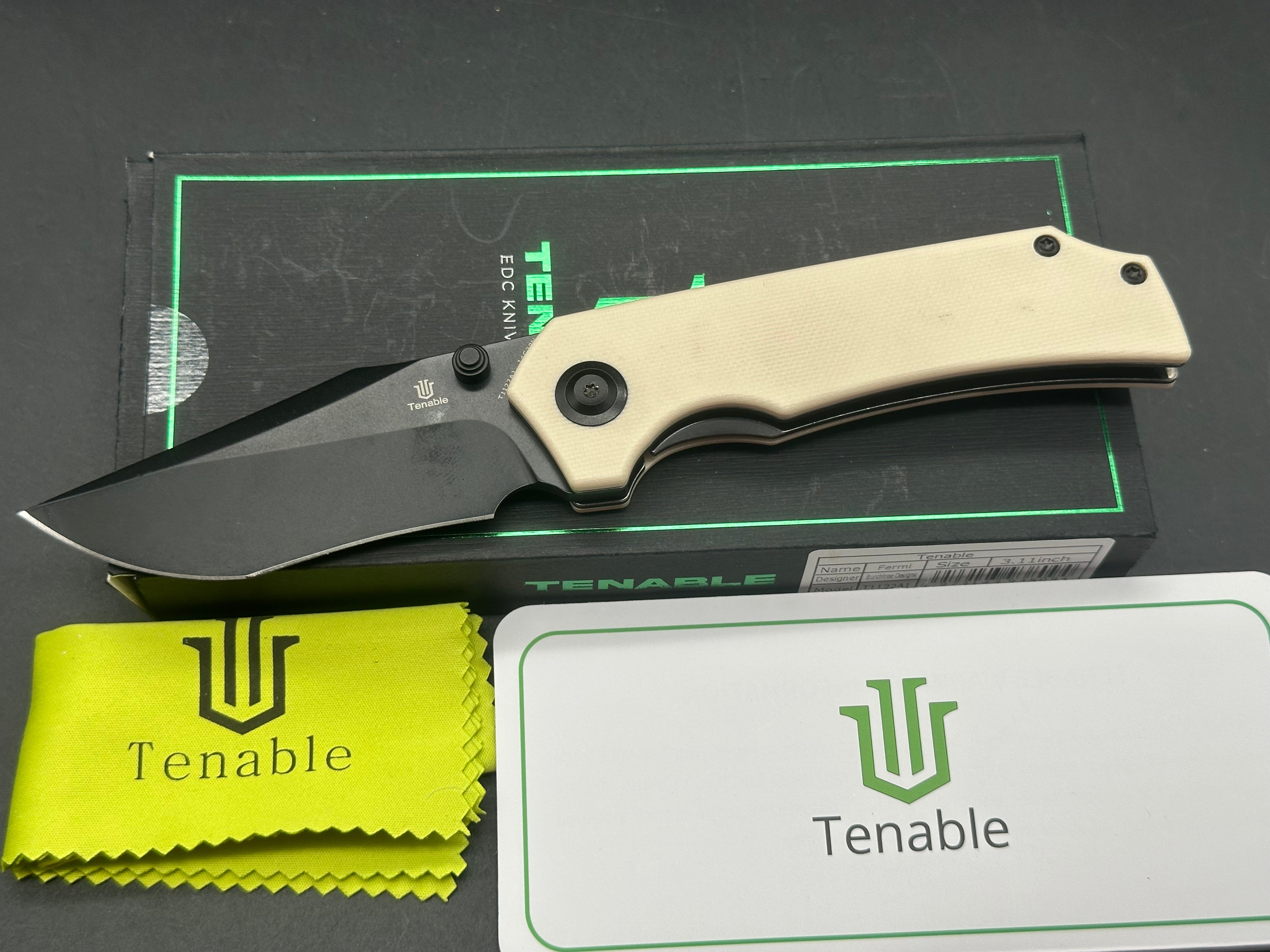 Tenable Fermi Folding Knife Ivory White G10 Handle