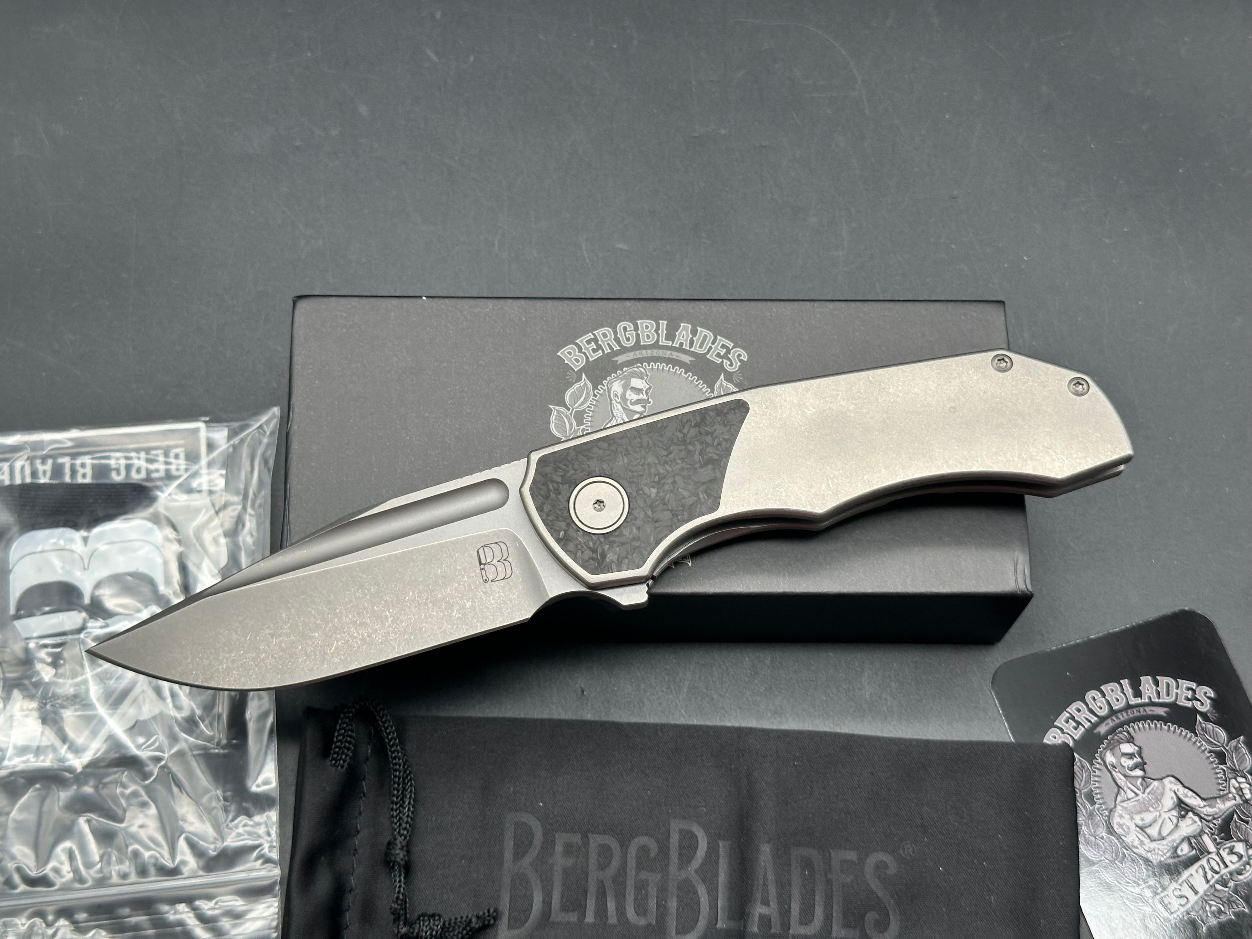 Berg Blades Tick #02, Sandblasted and Stonewashed Hollow Ground CPM-S90V Blade