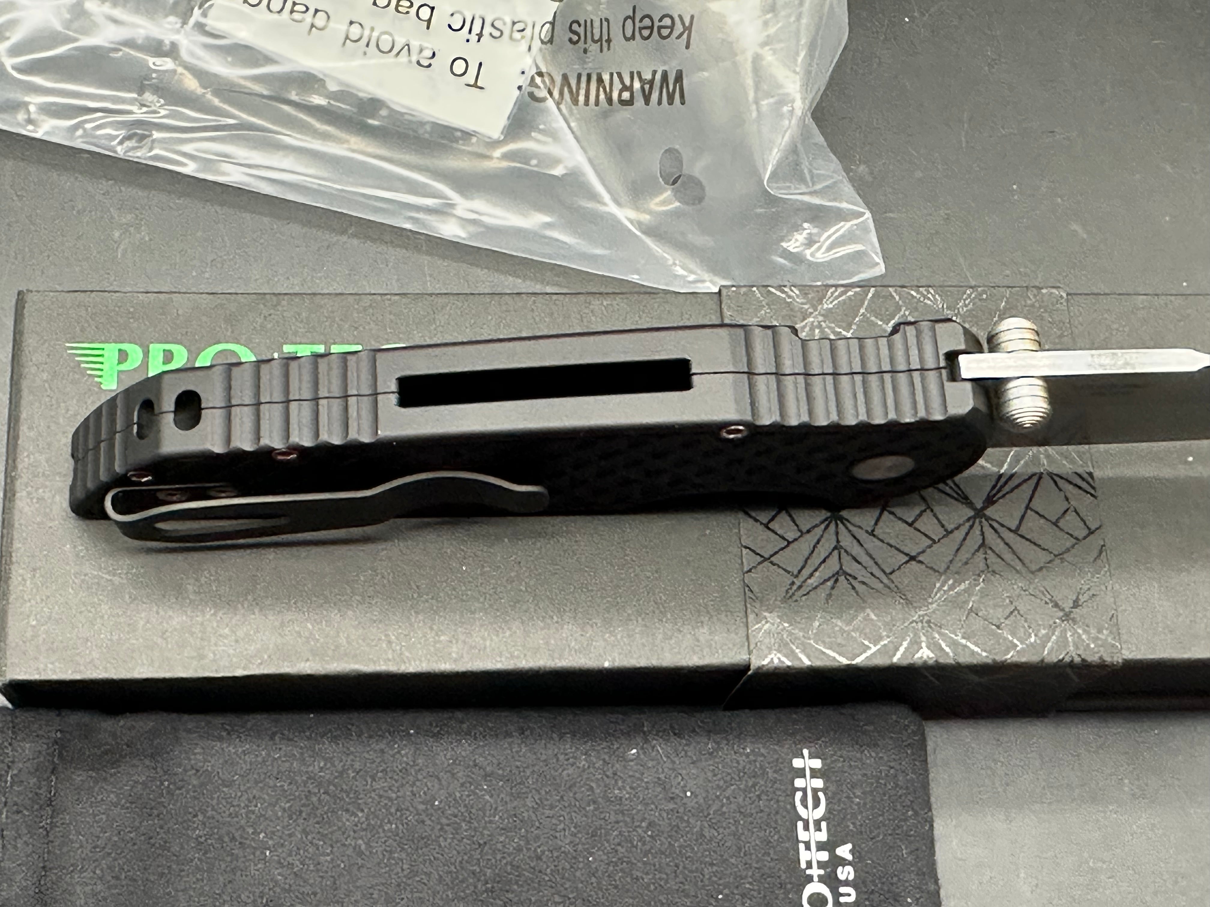 ProTech TR-3 Integrity 3.5" CPM S35VN Blade with Black Relic Pattern Aluminum Scales