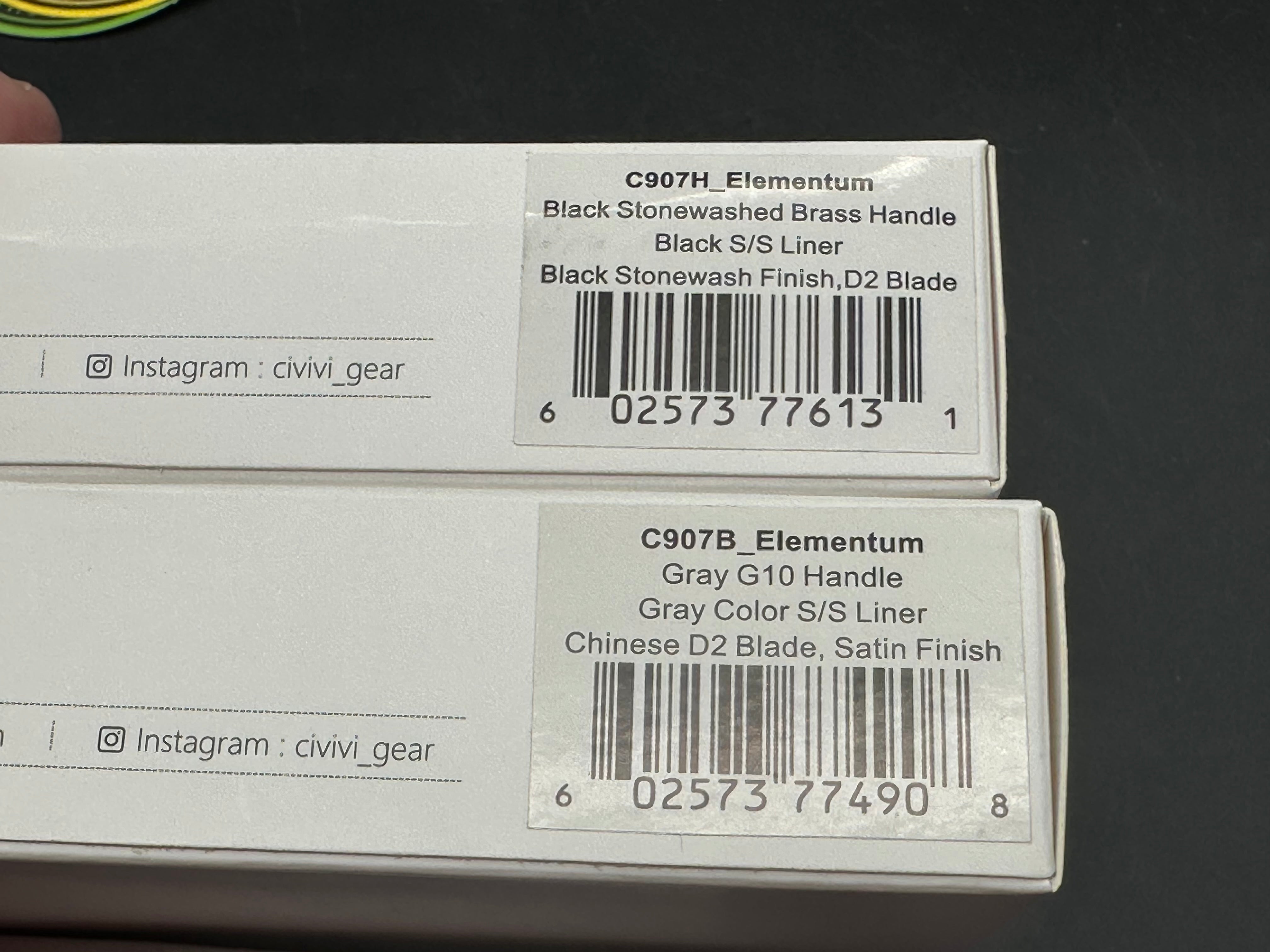 2 Knife Combo - Civivi Elemuntum Brass & Grey G10