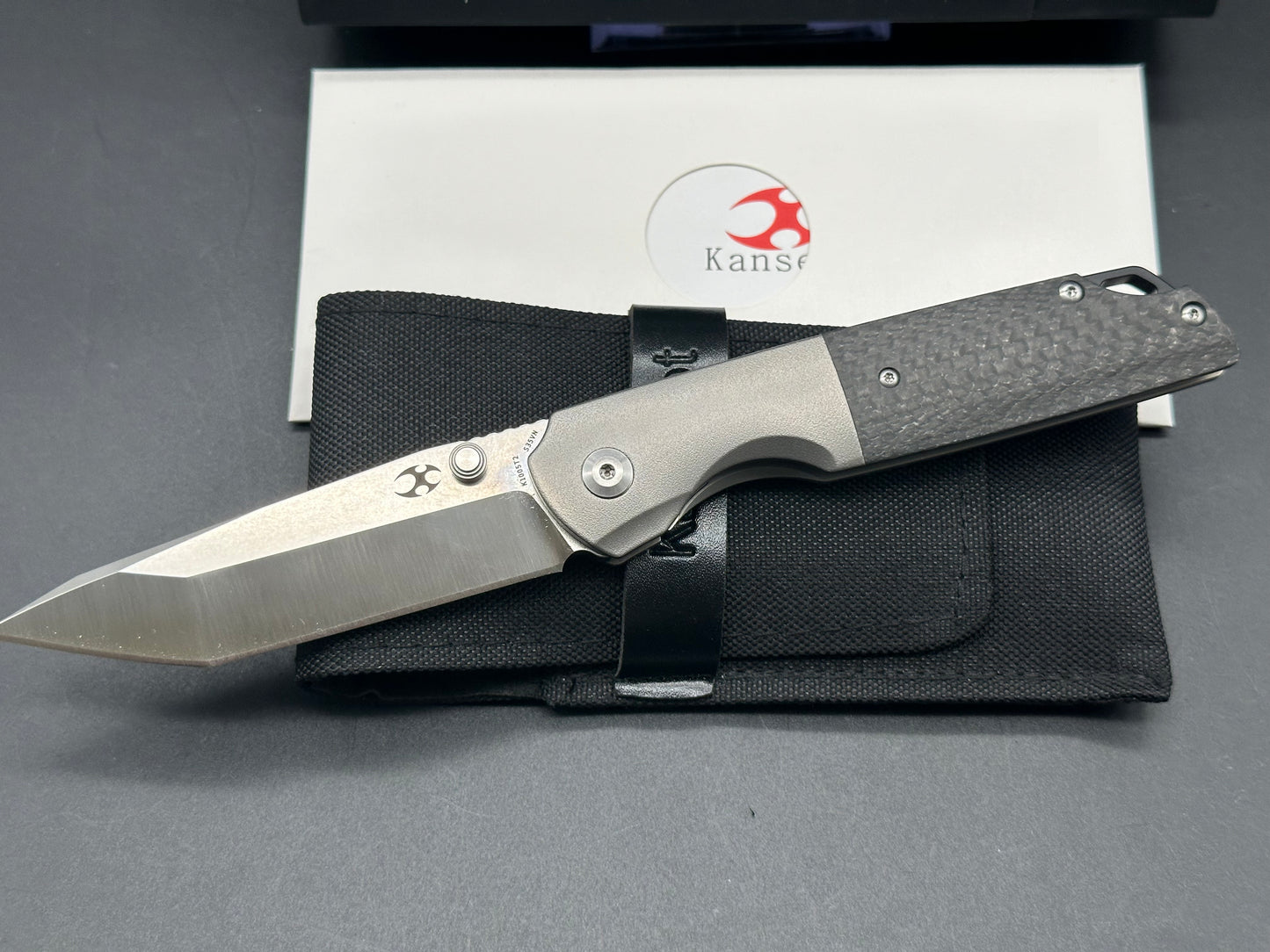 KANSEPT WARRIOR FOLDER KNIFE GRAY TI + HANDLE PLAIN TANTO S35VN BLADE K1005T2