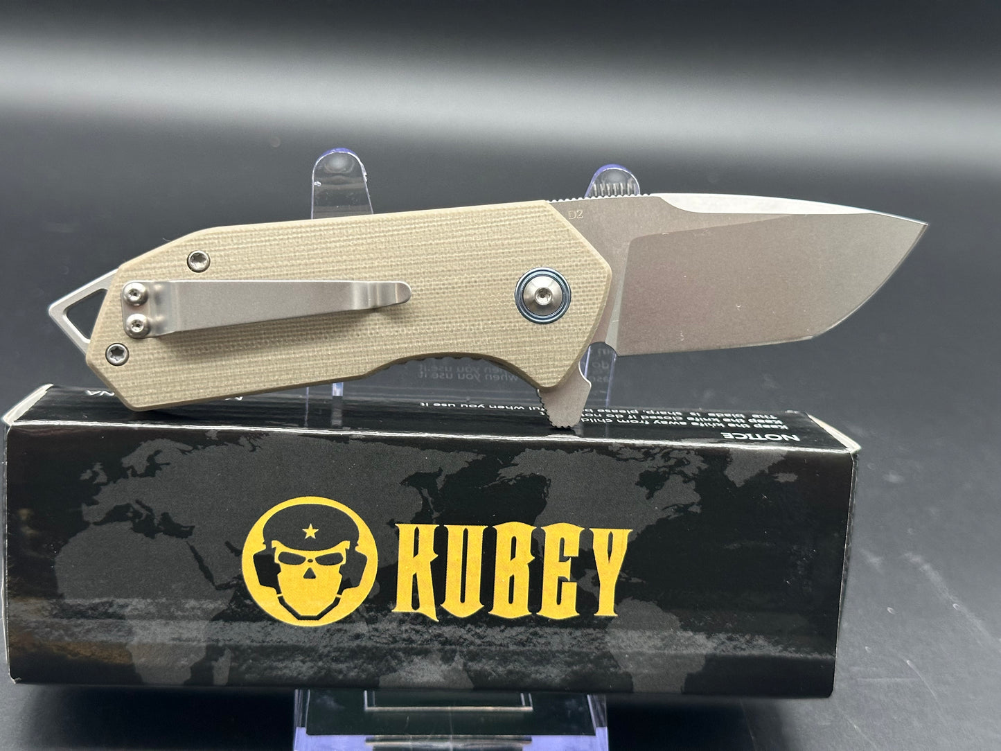 KUBEY KU203 LINERLOCK POCKET KNIFE Beige G10 HANDLE PLAIN D2 EDGE KU203C