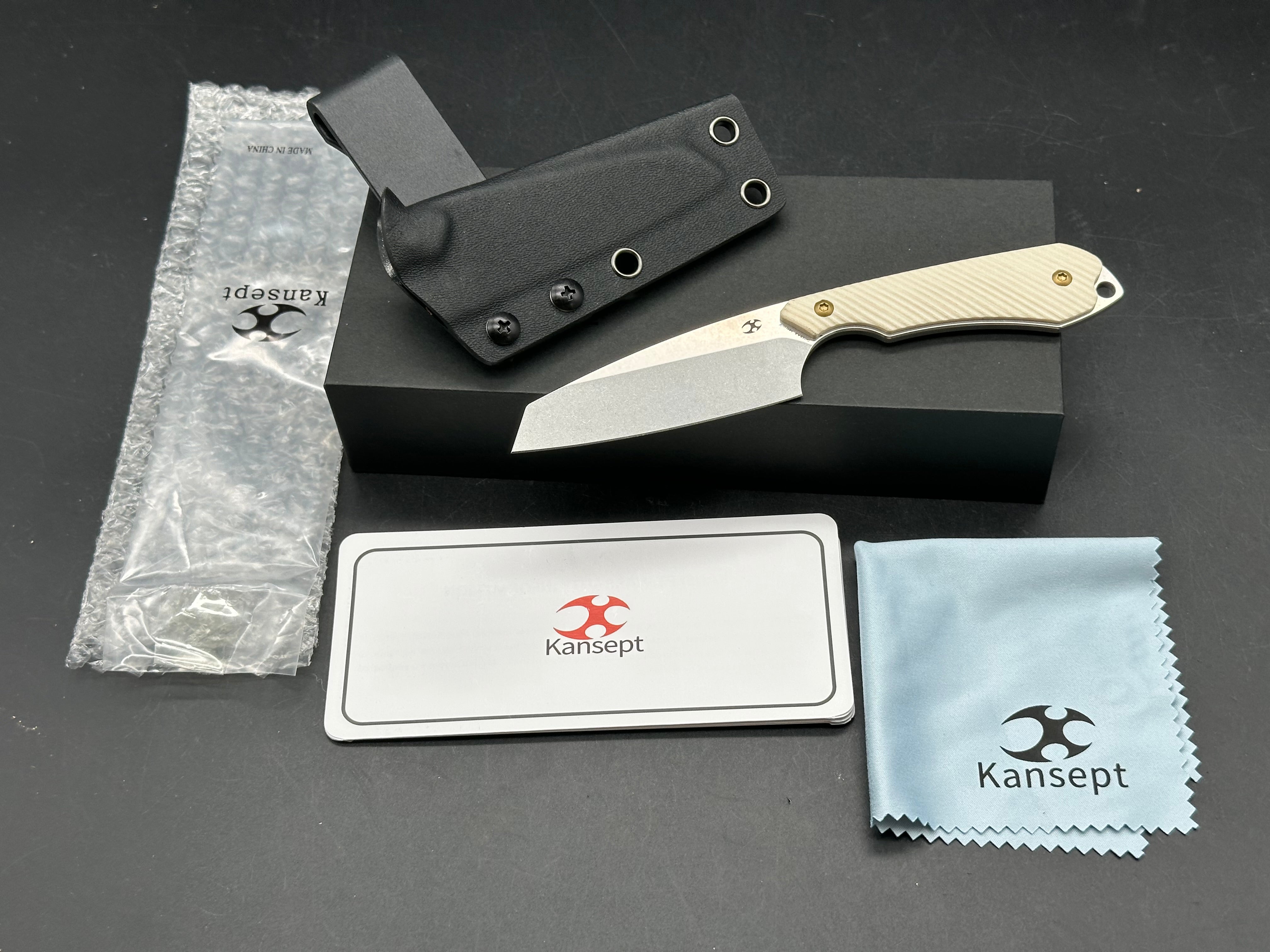 KANSEPT VALK | FIXED BLADE | IVORY G10 |3"STONEWASHED NITRO V BLADE | SPARROW KNIFE DESIGN