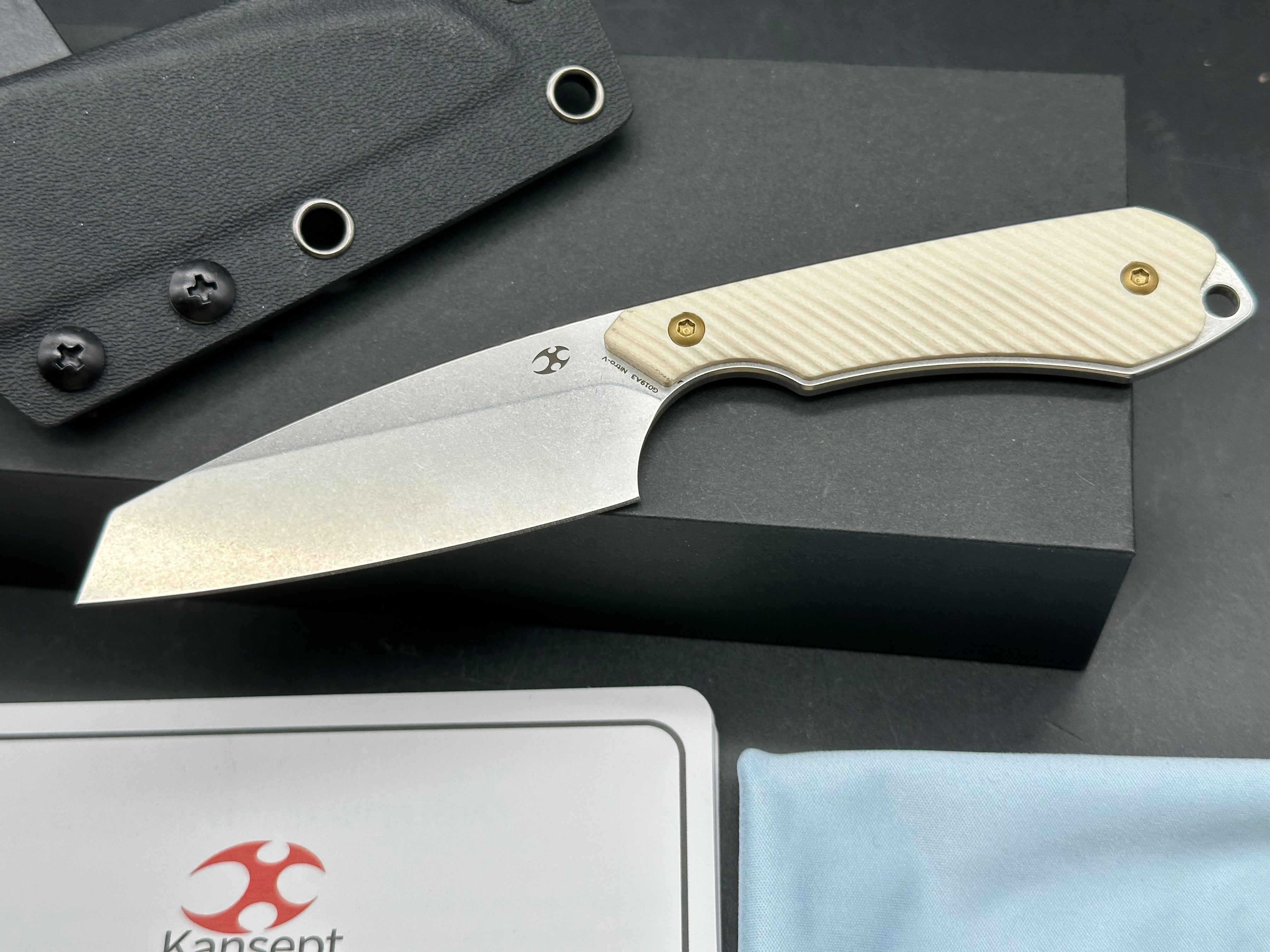 KANSEPT VALK | FIXED BLADE | IVORY G10 |3"STONEWASHED NITRO V BLADE | SPARROW KNIFE DESIGN